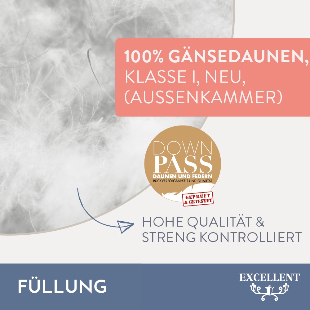 Thumbnail - Excellent 3-Kammer-Kopfkissen "Davos", (1 St.), mit 100% Gänsedaunen in den Außenkammern gefüllt