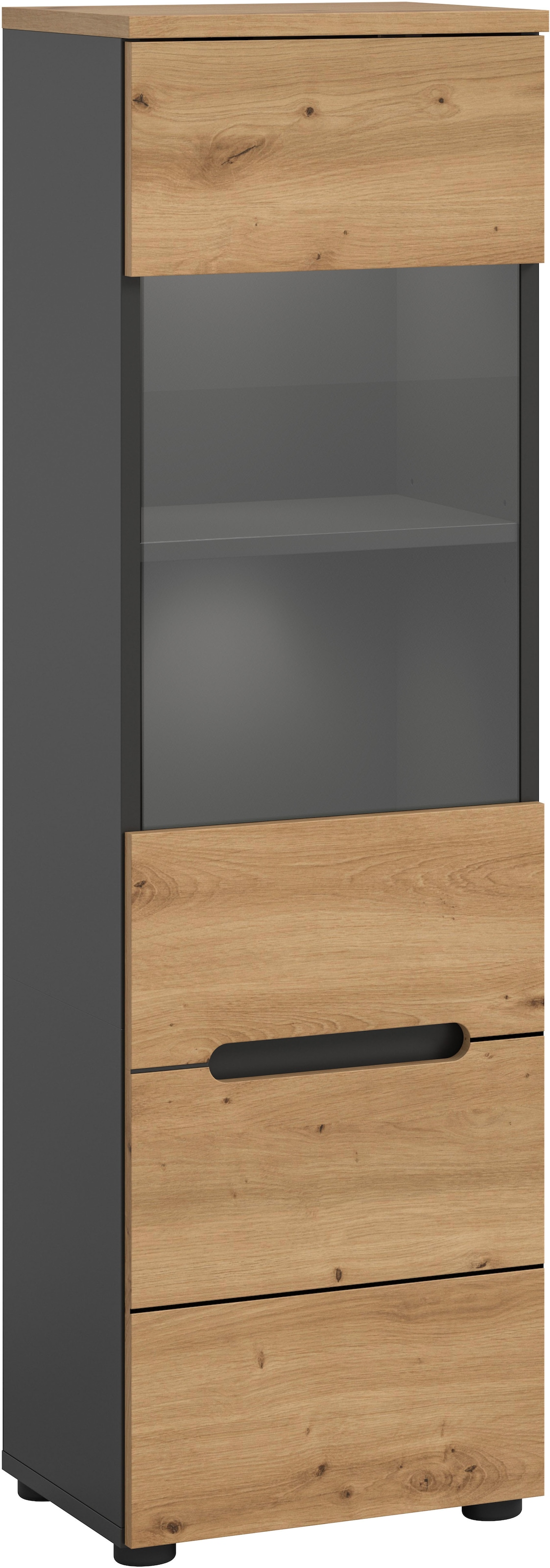 INOSIGN Vitrine »REHAT, TOPSELLER!, Höhe 125 cm, 1 Glastür, 1 Böden, 3 Fächer«, (1 St., stehend und hängend montierbar), Vitrinenschrank, Schrank, Glasvitrine, Wohnzimmervitrine
