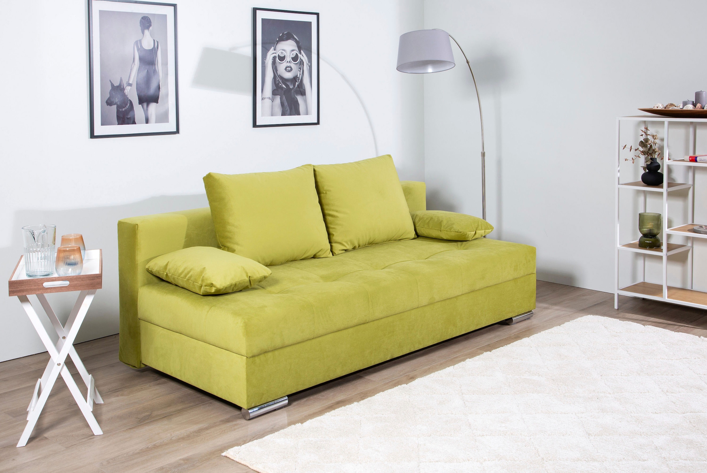 COLLECTION AB Schlafsofa »Tania mit Bettfunktion und Bettkasten«, komfortabler Sitzkomfort: Federkern-Polsterung, inklusive Rückenkissen
