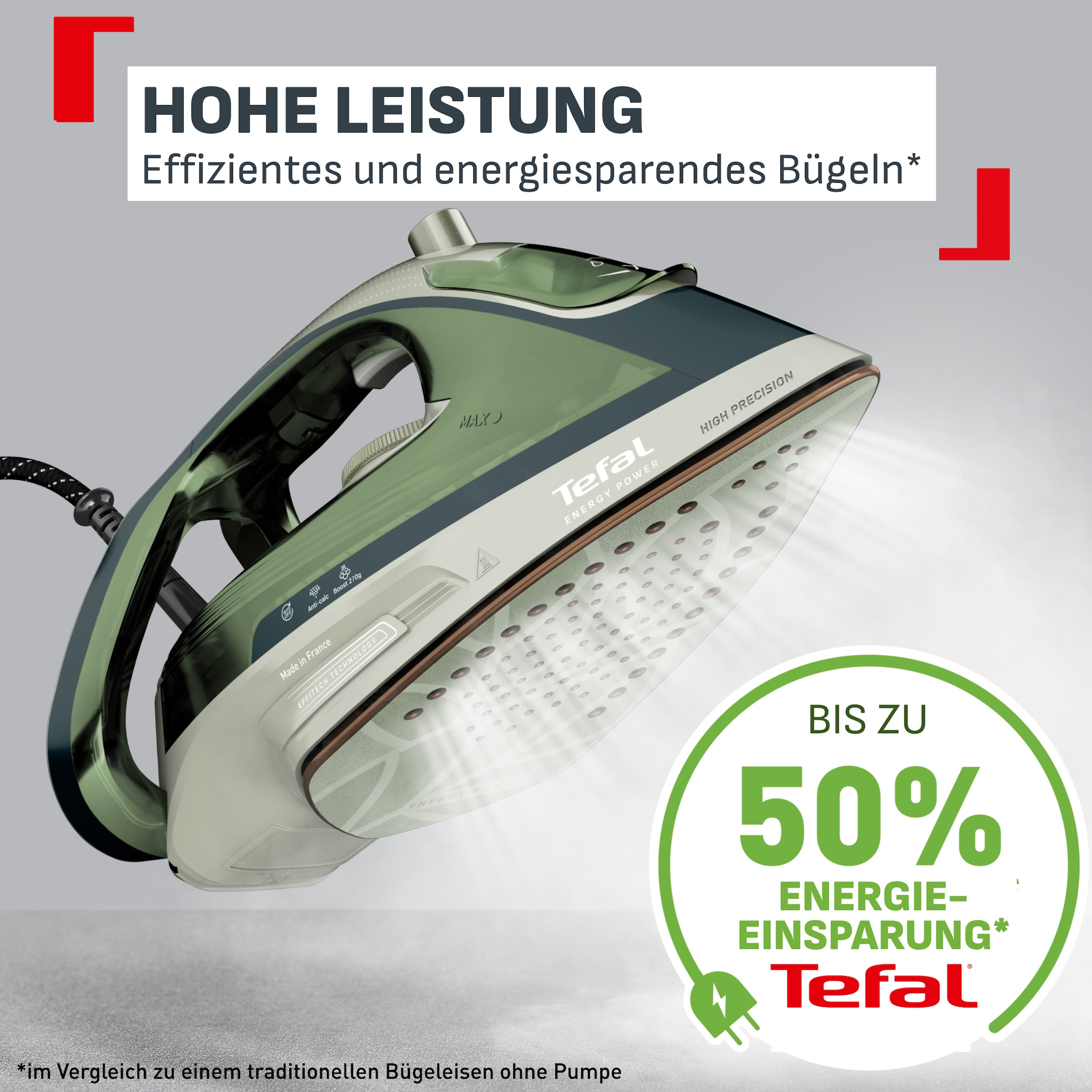 Tefal Dampfbügeleisen »Energy Power« 1500 W Dampfsteuerung per Knopfdruck, Abschaltautomatik, Vertikaldampf