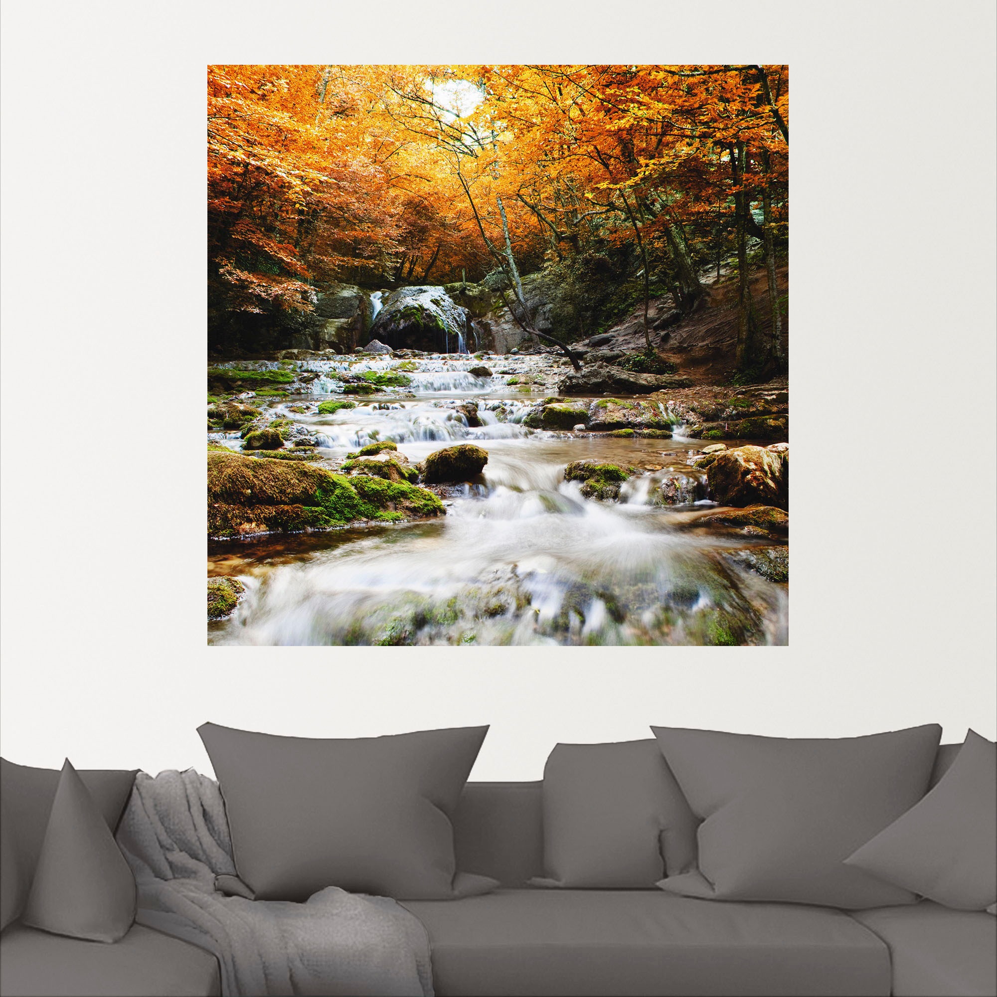 Artland Wandbild »Herbstlicher Wasserfall«, Gewässer, (1 St.), als Poster, Wandaufkleber in verschied. Größen