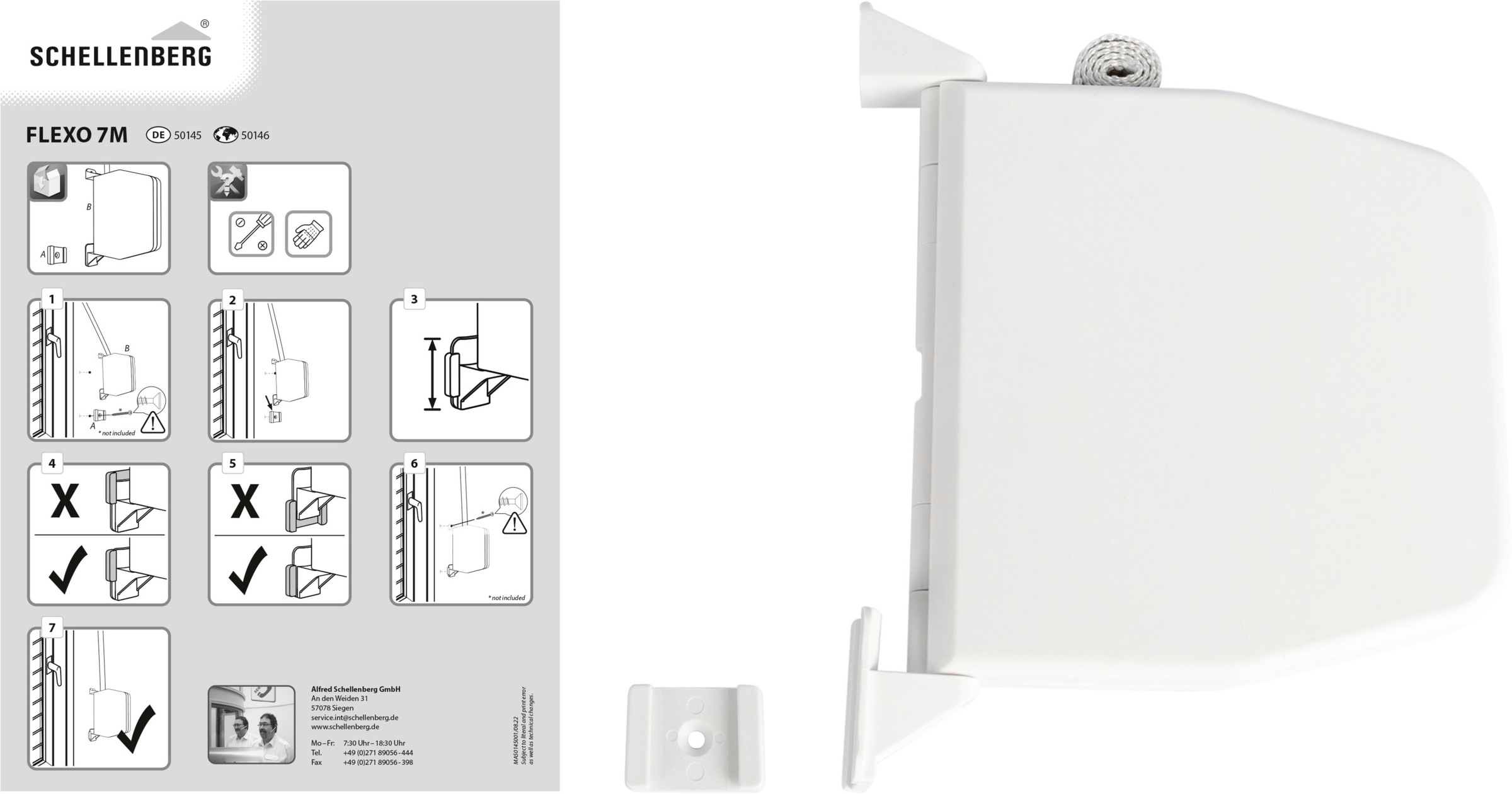 SCHELLENBERG Aufputz-Gurtwickler »Minisystem, Flexo Aufschraubwickler inkl. 7 m Gurtband« 1 Stk. tlg. Gurtwickler schwenkbar um 180°