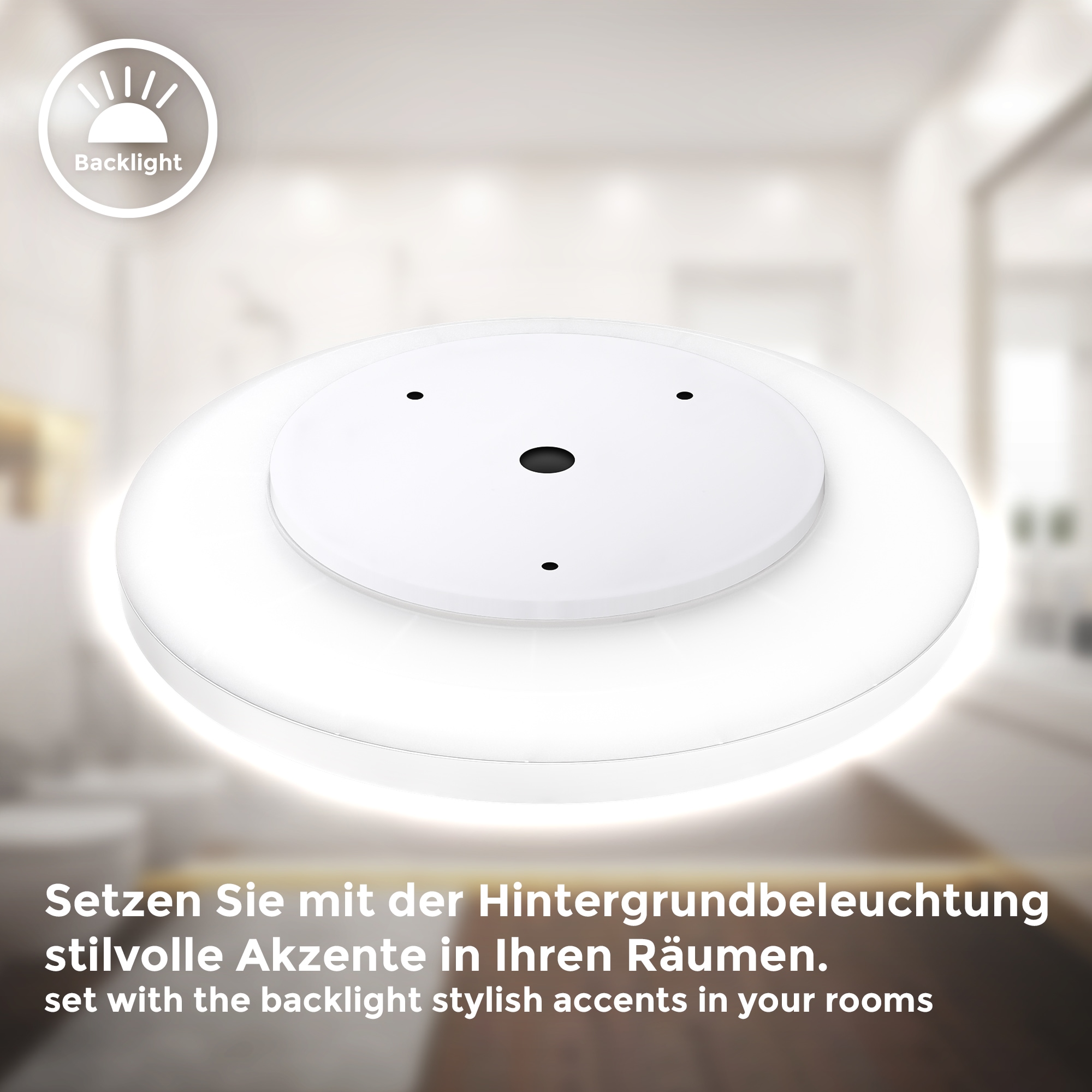 B.K.Licht LED Deckenleuchte »LED Bad-Deckenlampe, mit Backlight, Ultraflach«, 1 flammig, Leuchtmittel LED-Modul | LED fest integriert, Indirektes Licht, 18W, 4.000K, 2400Lm, IP44, Ø29cm