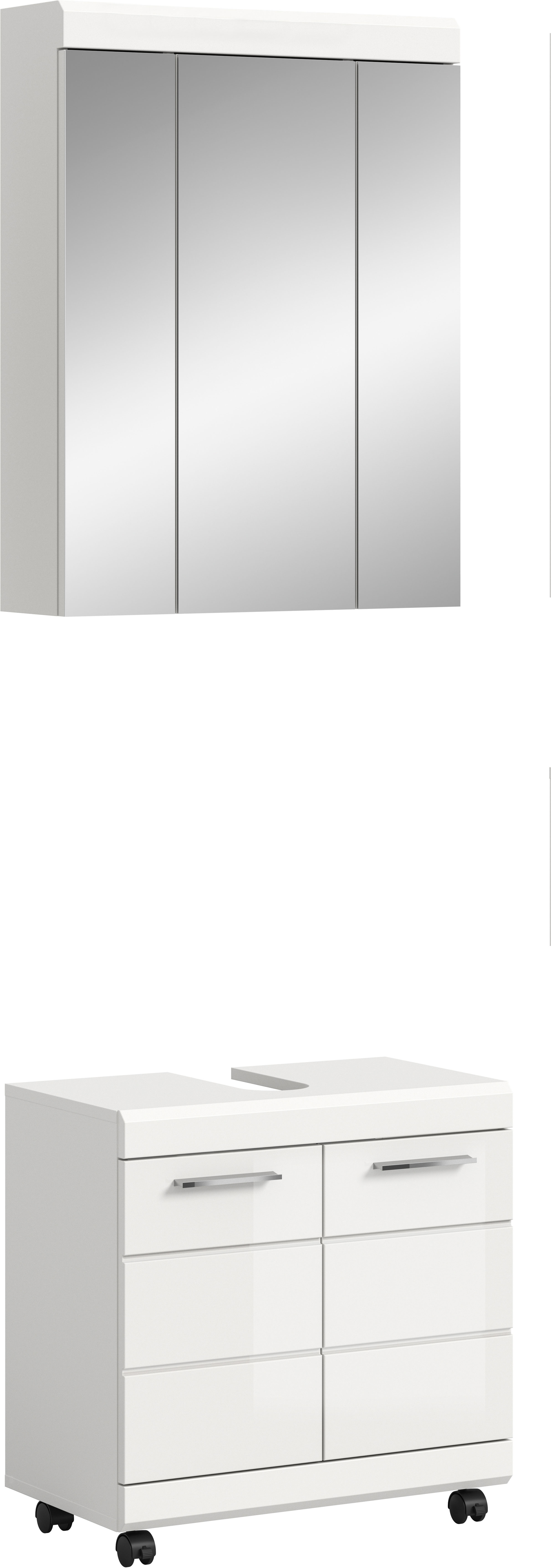 welltime "SIENA, 2 tlg., Waschbeckenunterschrank auf Rollen & Spiegelschrank" TOPSELLER, 2 Stk. tlg.