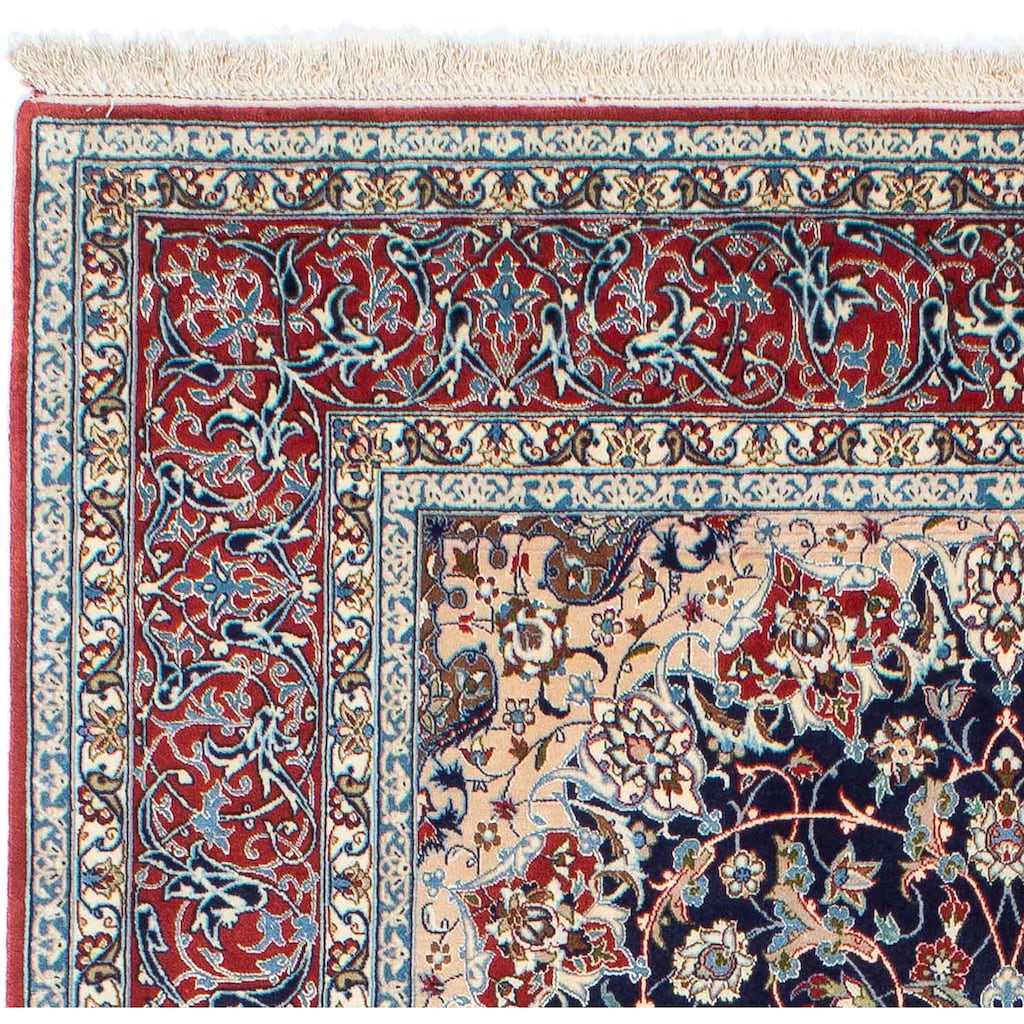 morgenland Orientteppich »Perser - Isfahan - Premium - 220 x 152 cm - dunkelblau«, rechteckig, Wohnzimmer, Handgeknüpft, Einzelstück mit Zertifikat