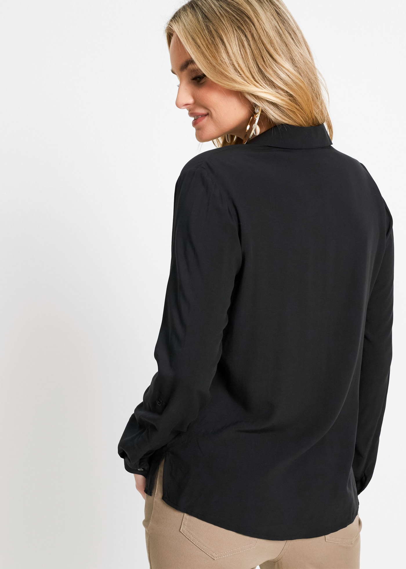 Thumbnail - bonprix Langarmbluse figurumspielende Passform, für Casualmode, aus Viskose