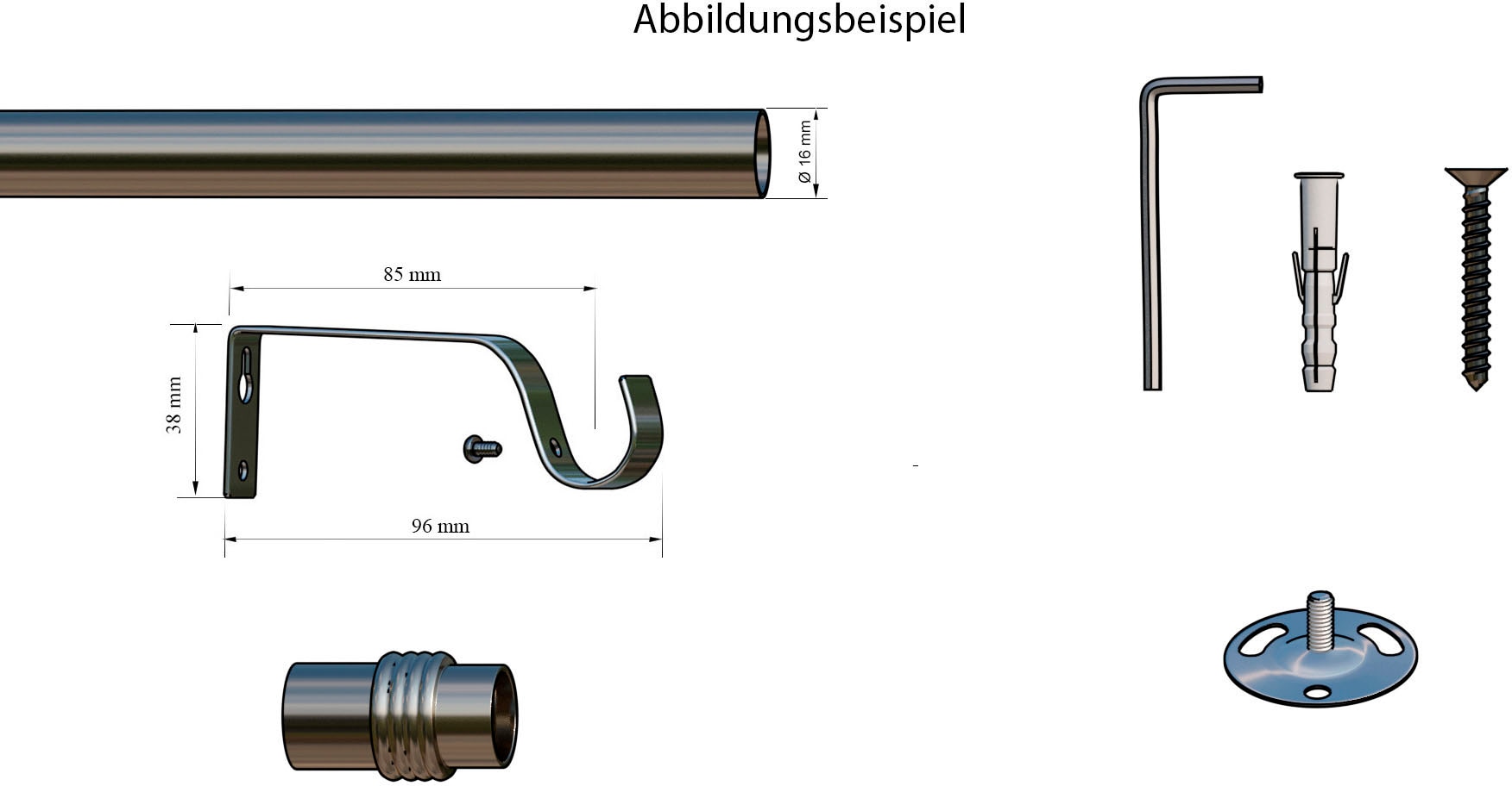 indeko Gardinenstange »Zylinder«, 1 läufig-läufig, Wunschmaßlänge | BAUR