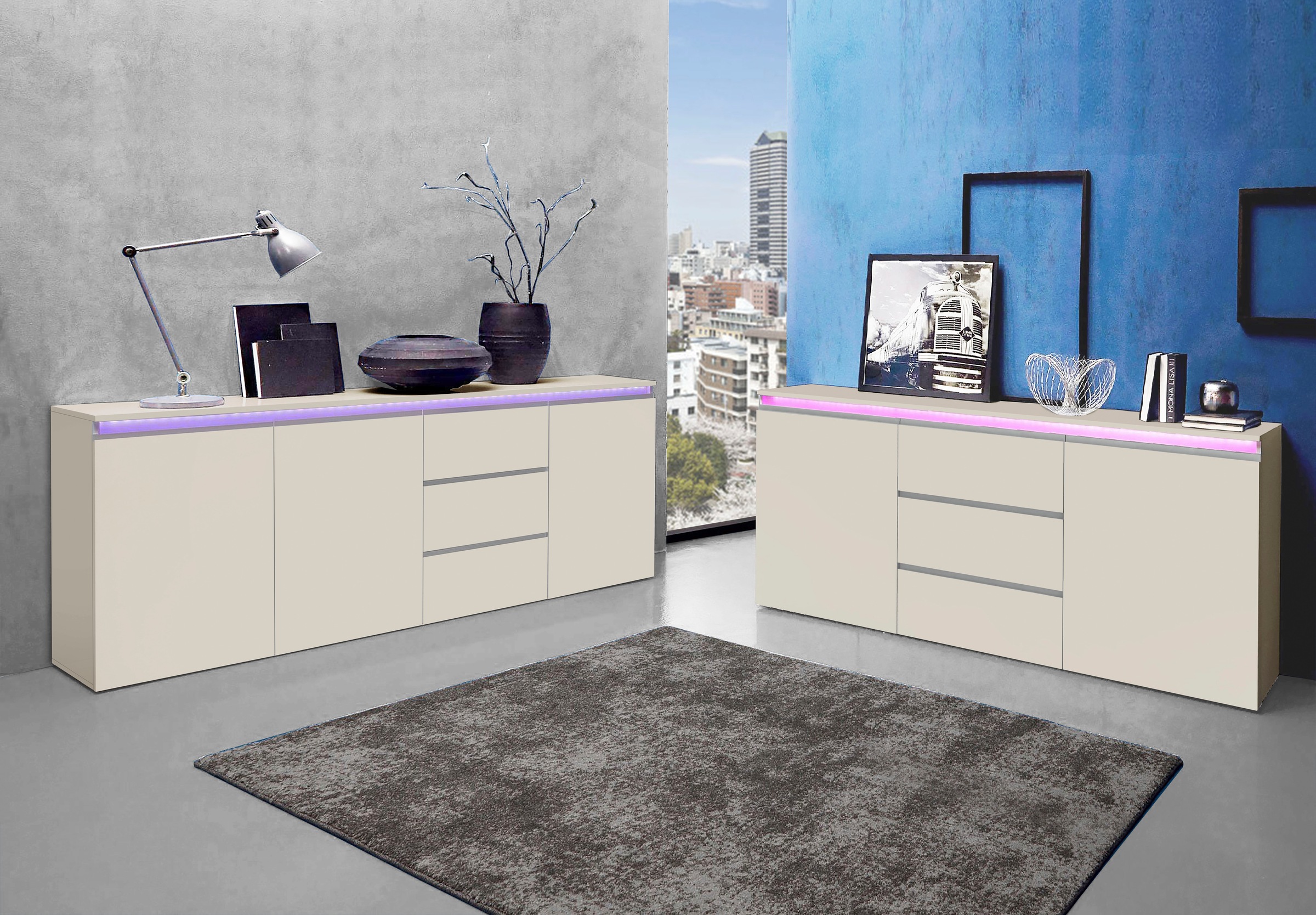 Thumbnail - Home affaire Sideboard "Magic, Kommode, Schrank, Stauraumschrank" Mit 3 Türen,3 Schubkästen und Aluminiumgriff, (B/T/H) ...