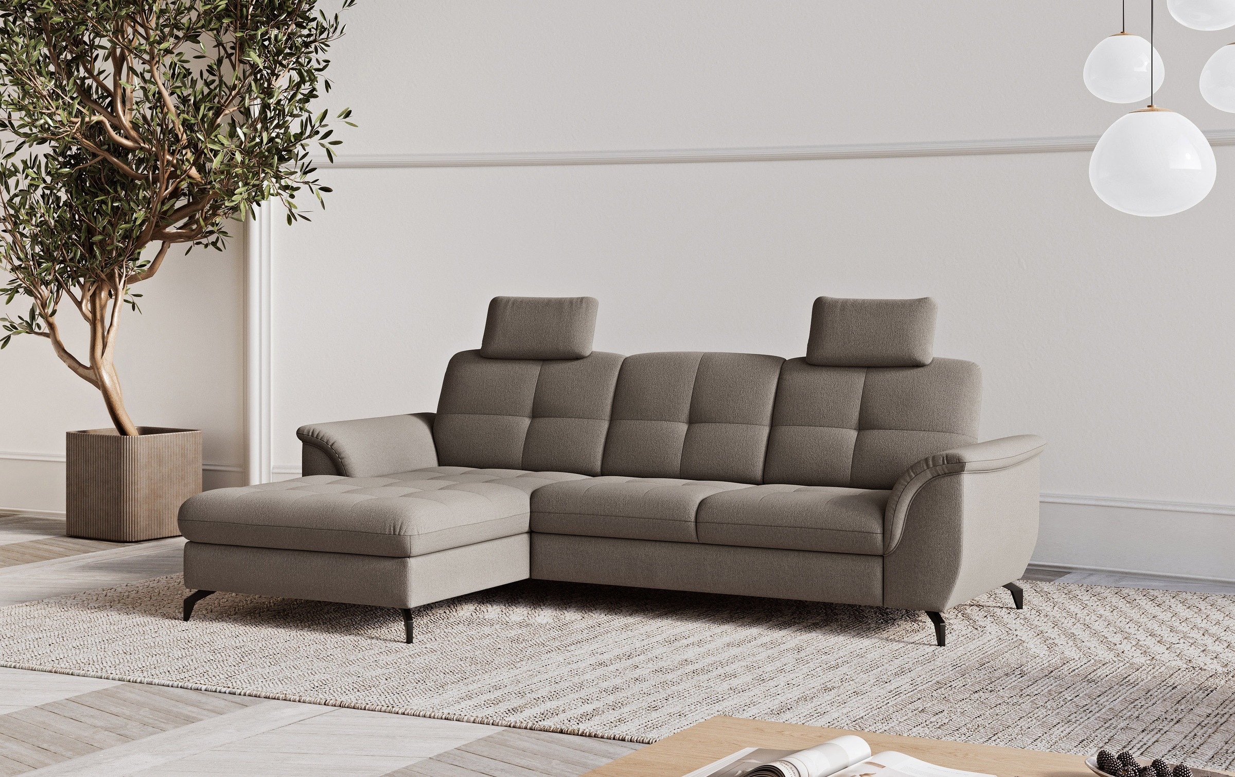 Ecksofa SIT & MORE "Zora", braun (schlamm), B:262cm H:92cm T:164cm, 100% Polyester, Sofas, Ecksofa, wahlweise mit Bettfunktion und Bettkasten 5