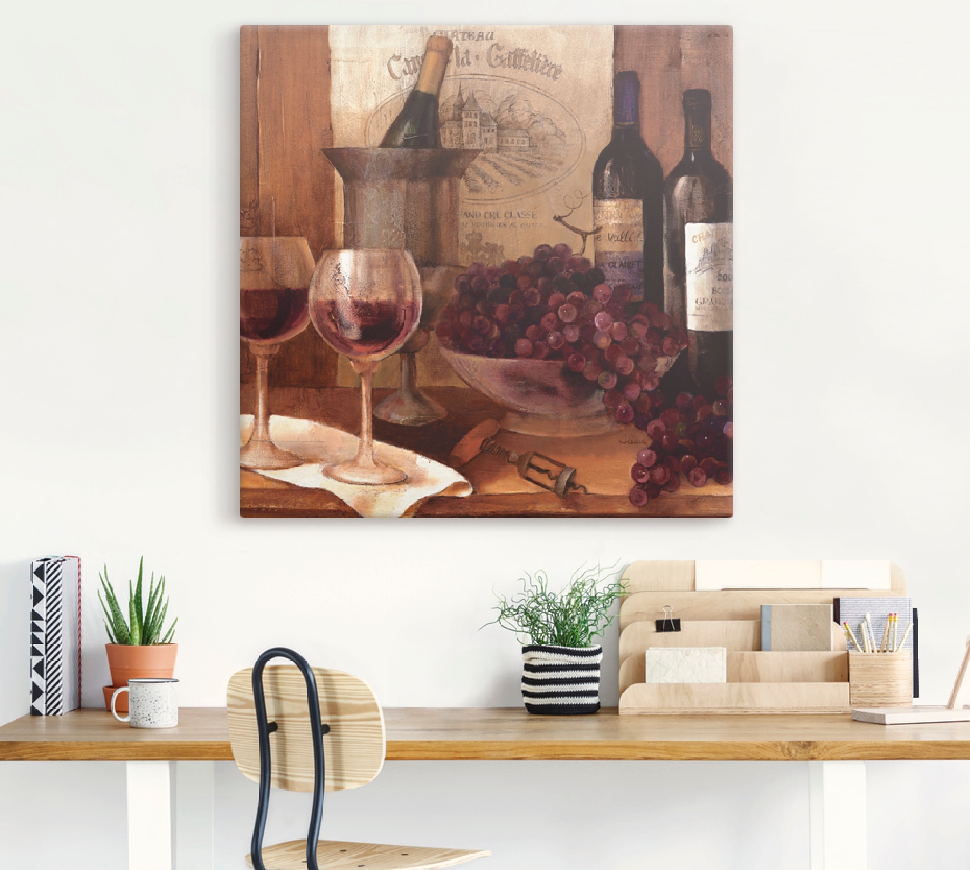 Artland Leinwandbild "Vintage Wein" Getränke 1 Stk. tlg. auf Holzrahmen ges günstig online kaufen