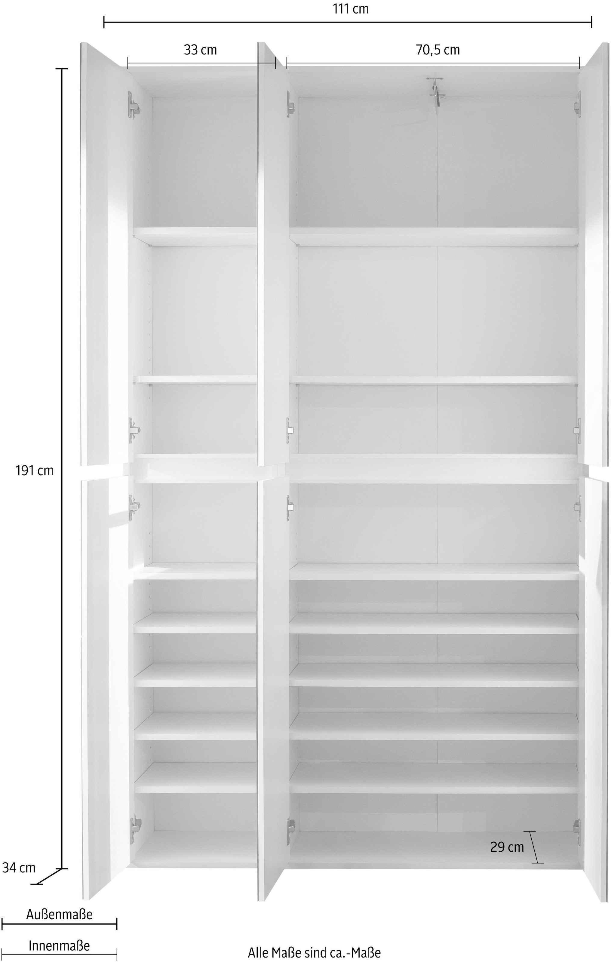 trendteam Garderobenschrank »Mirror«, (Set, 2 Stück)