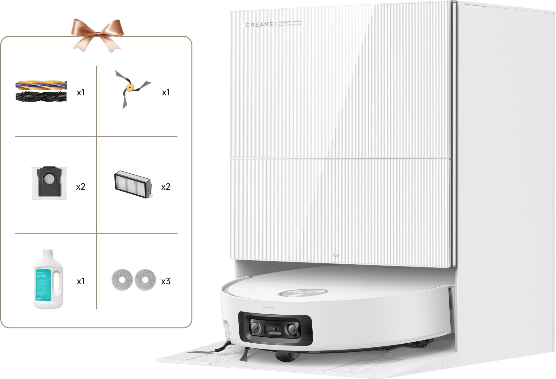 Dreame Weiß Saugroboter "X60 Pro Ultra Complete" Ausfahrbahre Wisch-Pads 40C-Heißwischen All-In-One-Basisstation von Baur