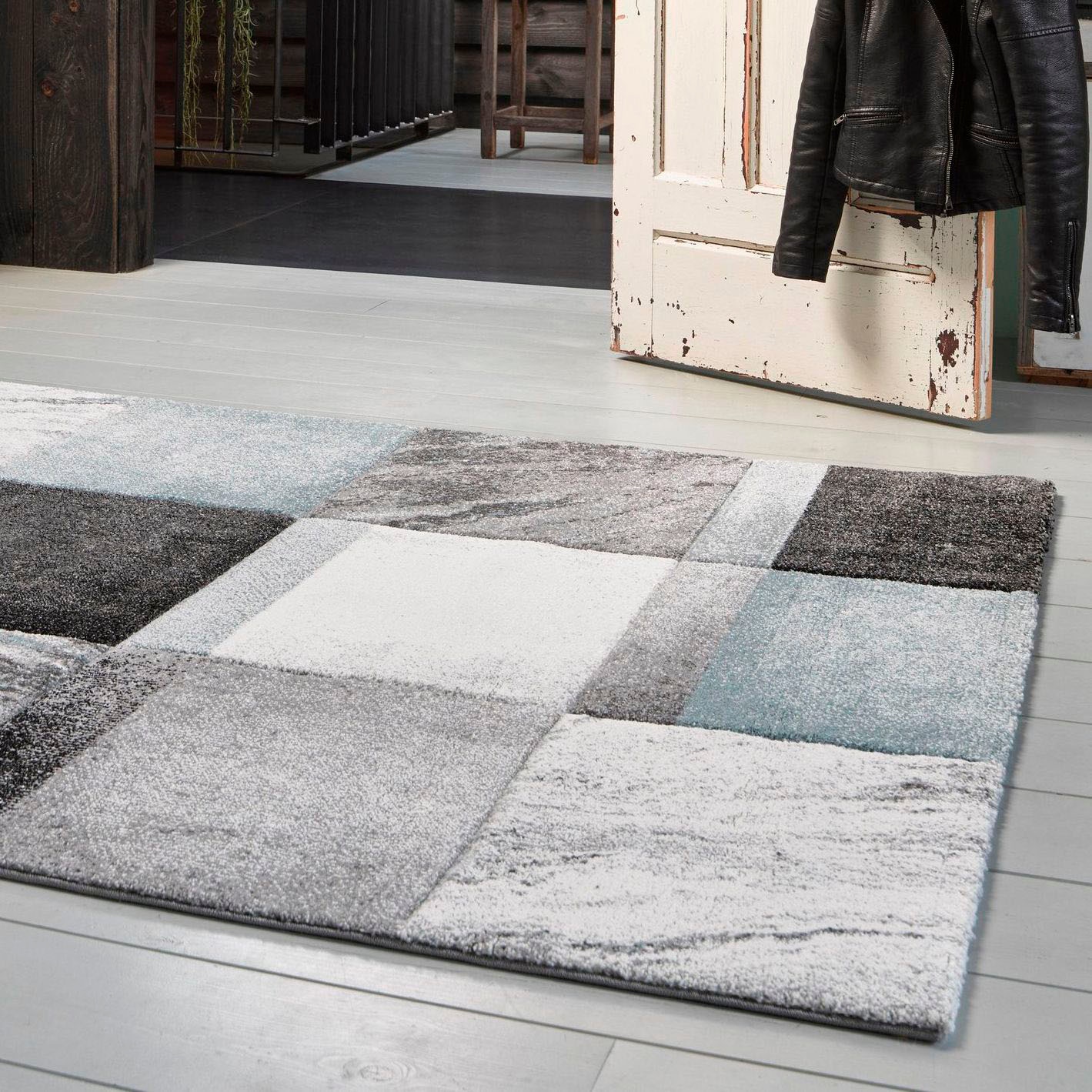 Teppich WECON HOME "Mirage" Gr. 31, silber (silberfarben), B:133cm H:13mm L:200cm, Kunstfaser, Teppiche, Teppich, Wohnzimmer