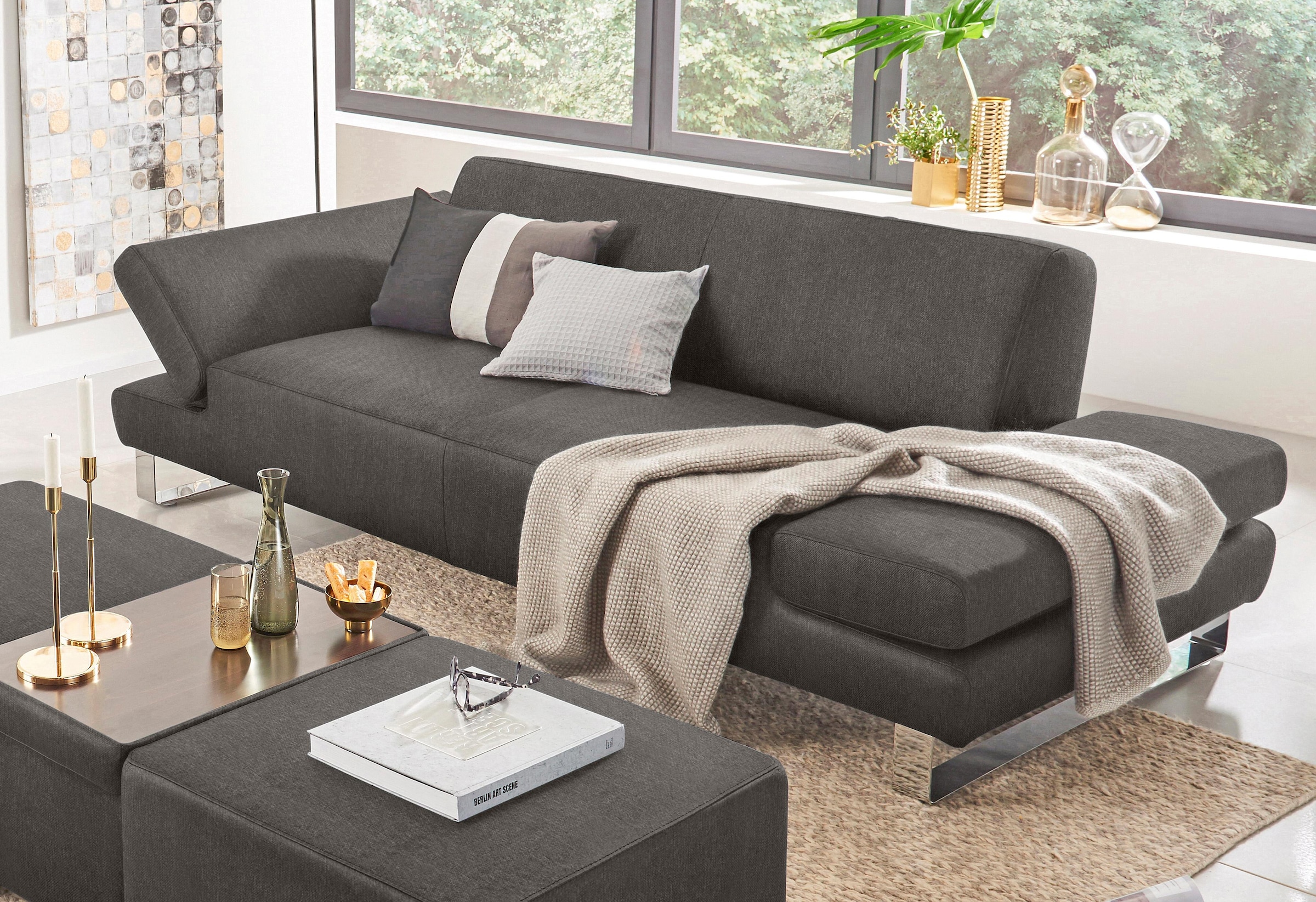 W.SCHILLIG 2-Sitzer "taboo Designsofa mit hohem Sitzkomfort, Breite 202cm, Sitztiefe 59cm" mit Normaltiefe, inklusive Armlehnenverstellung