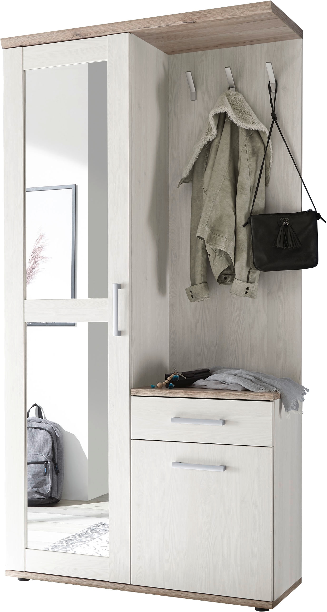 HBZ Kompaktgarderobe »Romance«, (1 St.), im Landhausstil, Garderobe mit Spiegel