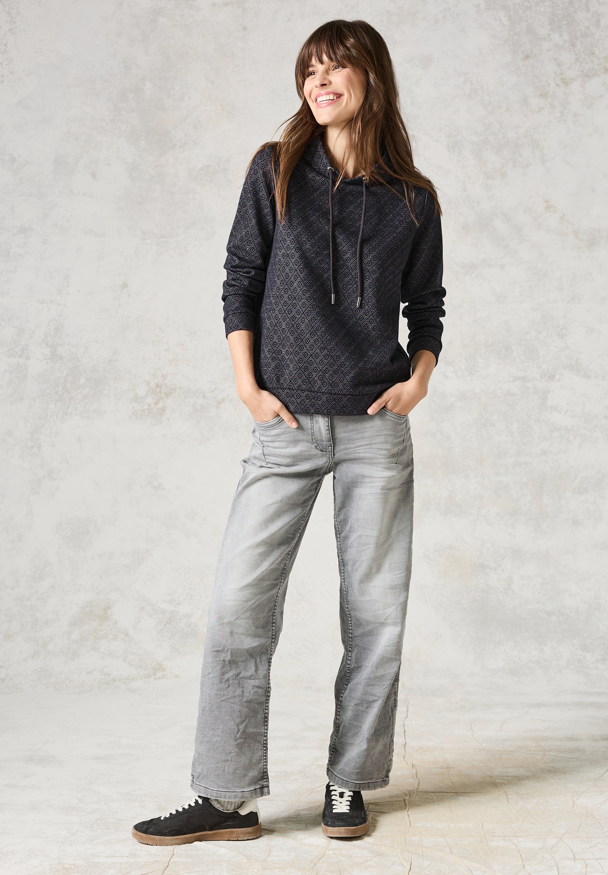 Cecil Langarmshirt, aus elastischem Materialmix