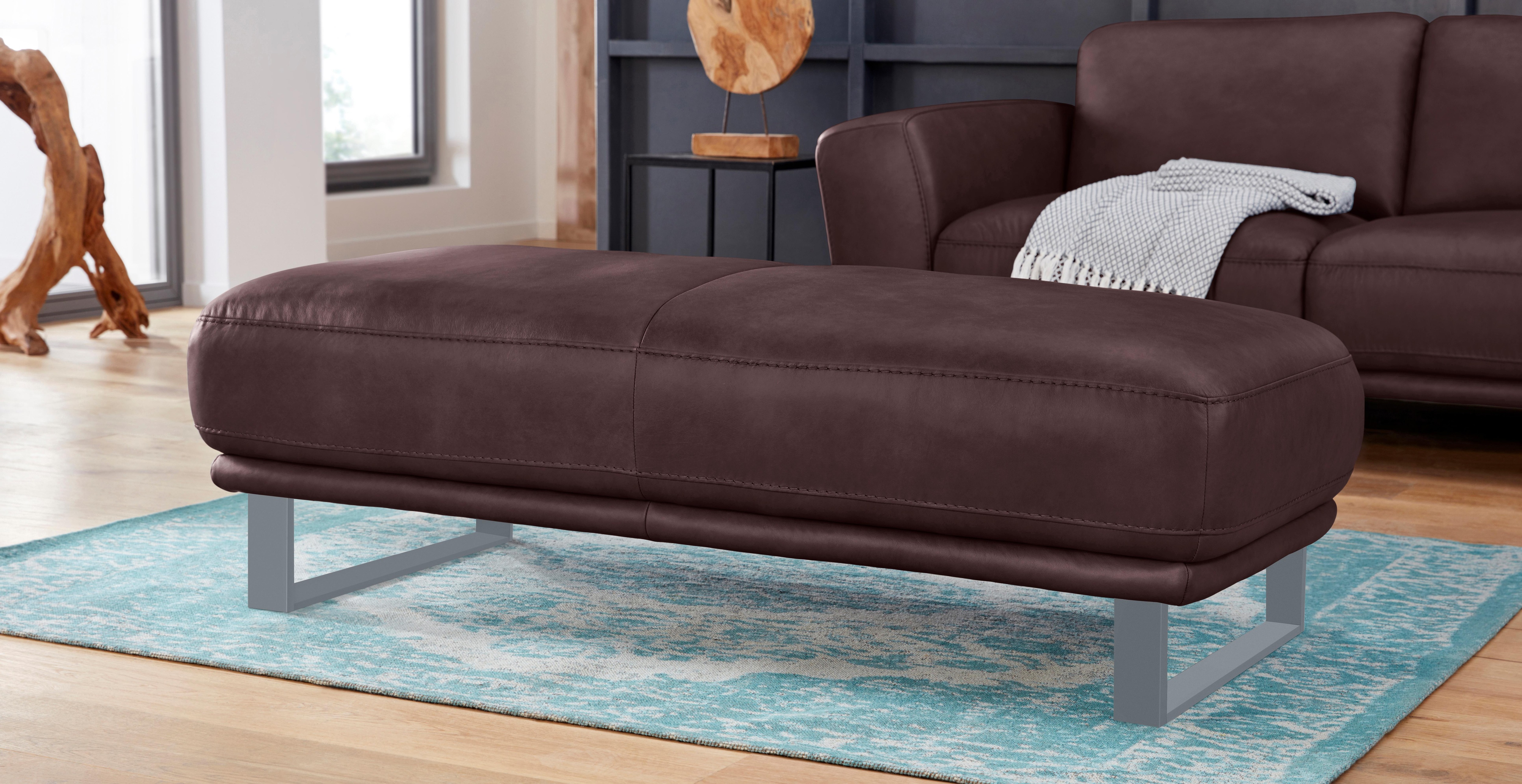 W.SCHILLIG Hocker "montanaa" mit Metallkufen in Silber matt, Breite 141 cm