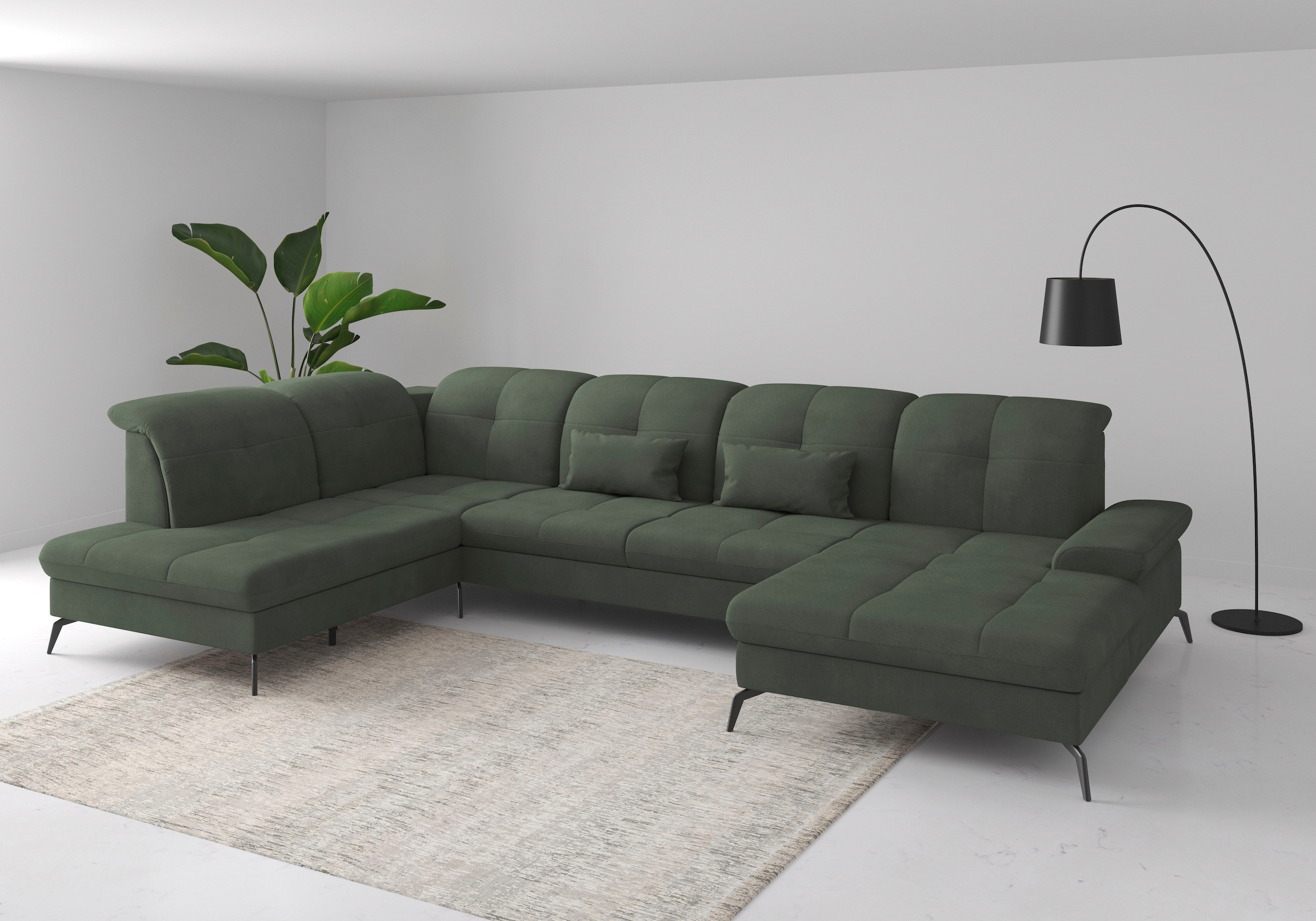 sit&more Wohnlandschaft "Amica, U-Form, inkl. Sitztiefenverstellung und Armteilverstellung" wahlweise mit Kopfteilverstellung, Schlaffunktion und Bettkasten