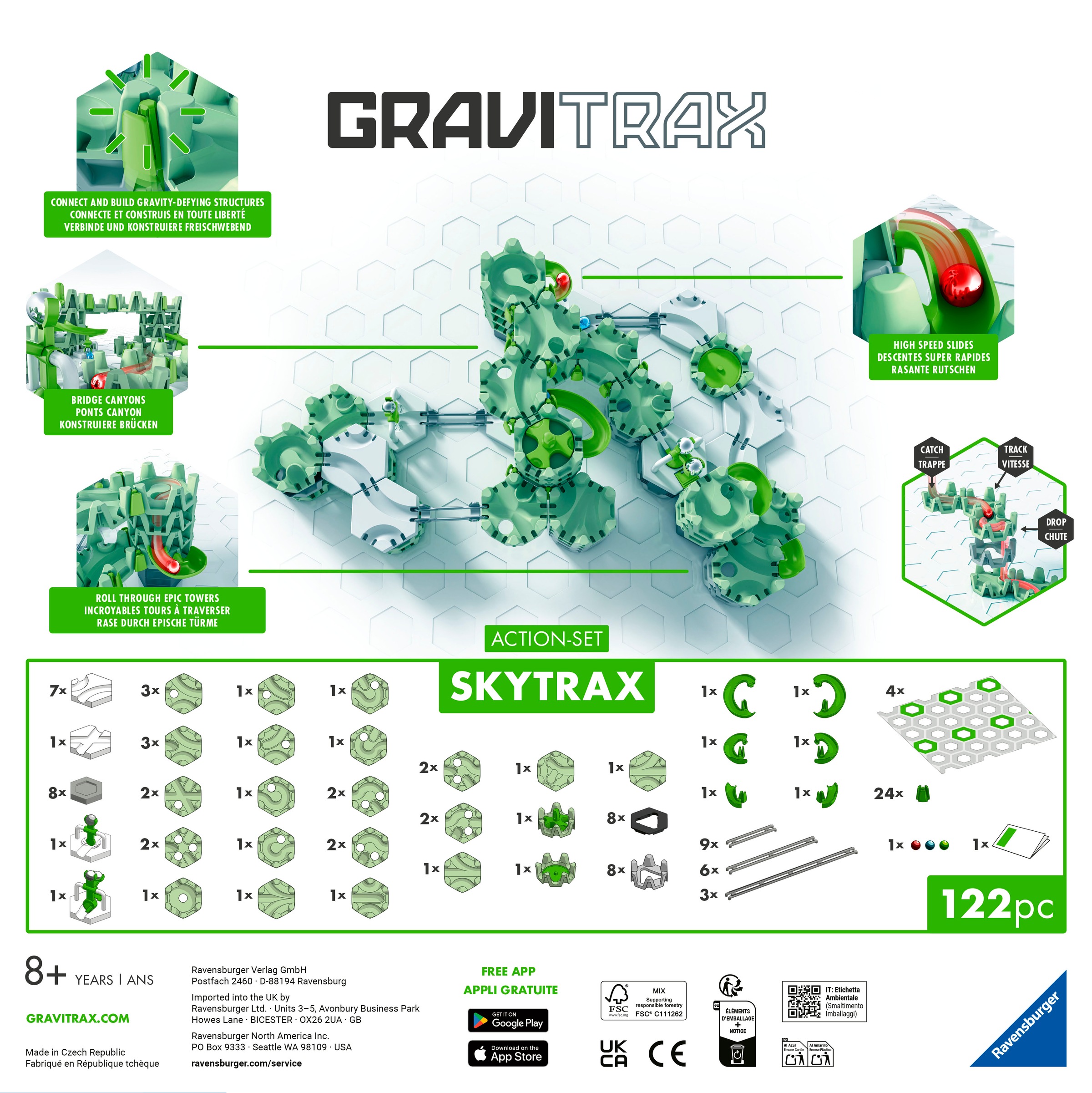 Ravensburger Kugelbahn-Bausatz »GraviTrax Action-Set M Skytrax«, Made in Europe