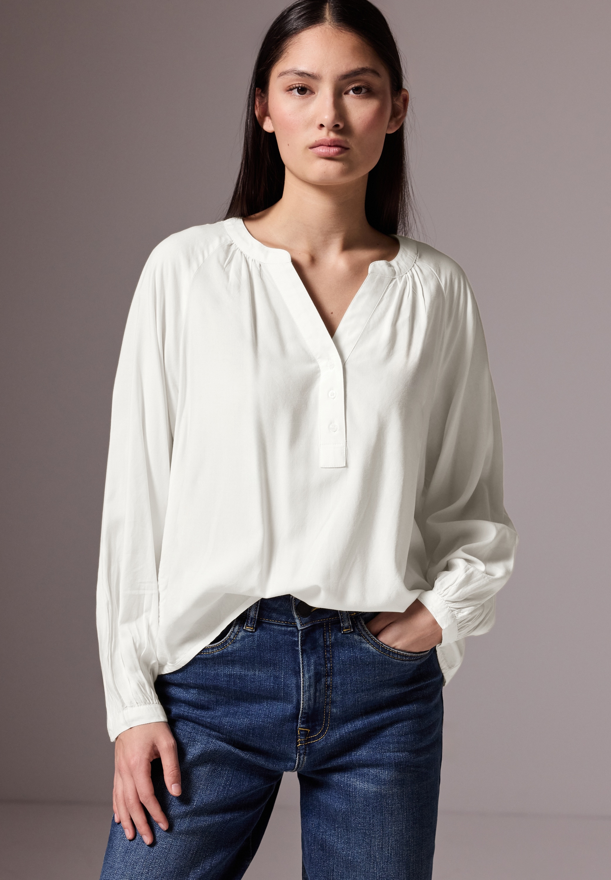 STREET ONE STUDIO Langarmbluse aus softer Viskose