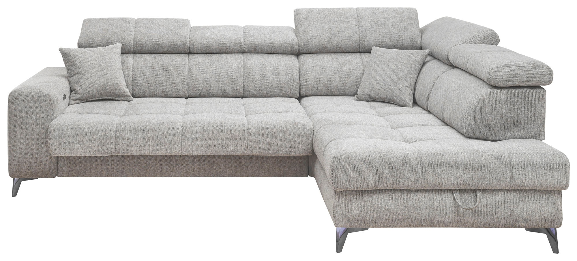 ED EXCITING DESIGN Ecksofa »Sydney L-Form mit Bettfunktion, Bettkasten, Kopfteilverstellung«, motorischer Sitztiefenverstellung, USB-Port & 2 Zierkissen