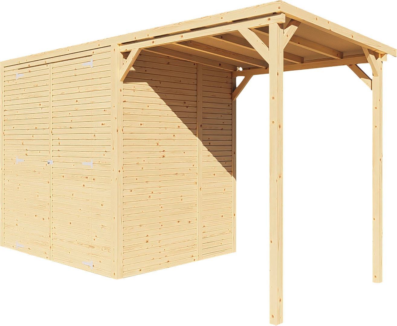 KONIFERA Gartenhaus »Beno 2 PLUS Fineline Flachdach«, mit Anbaudach