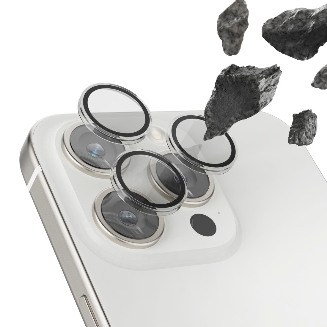 Hama Kameraschutzglas »Kameraschutz für iPhone 15 Pro/Pro Max (Panzerglas 9H, 3 Einzellinsen)«, für iPhone 15 Pro/15 Pro Max, stoßfest, kratzfest, robust