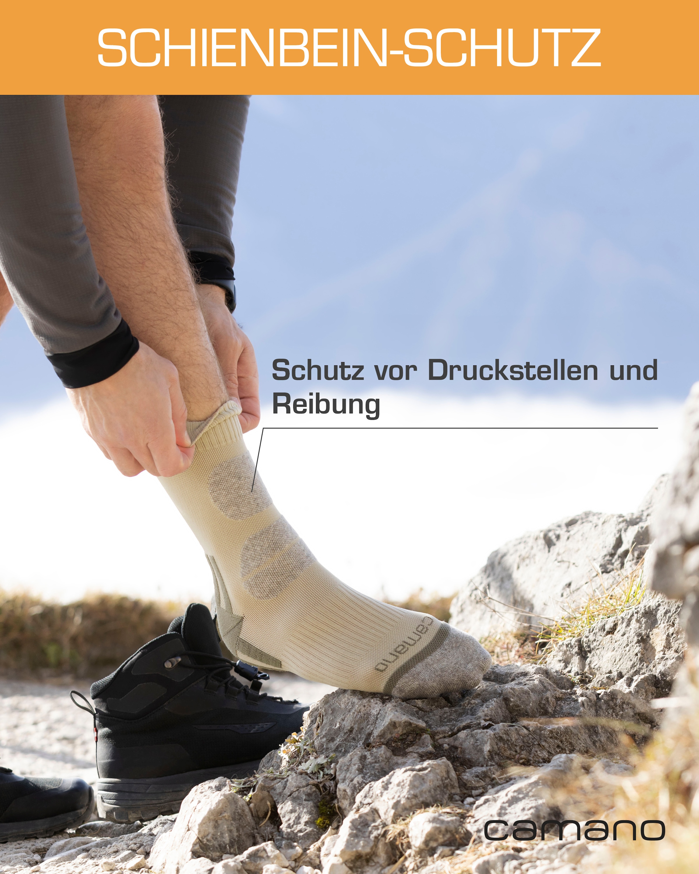 Camano Wandersocken »function«, (4 Paar), mit Fußgewölbe-Stütze