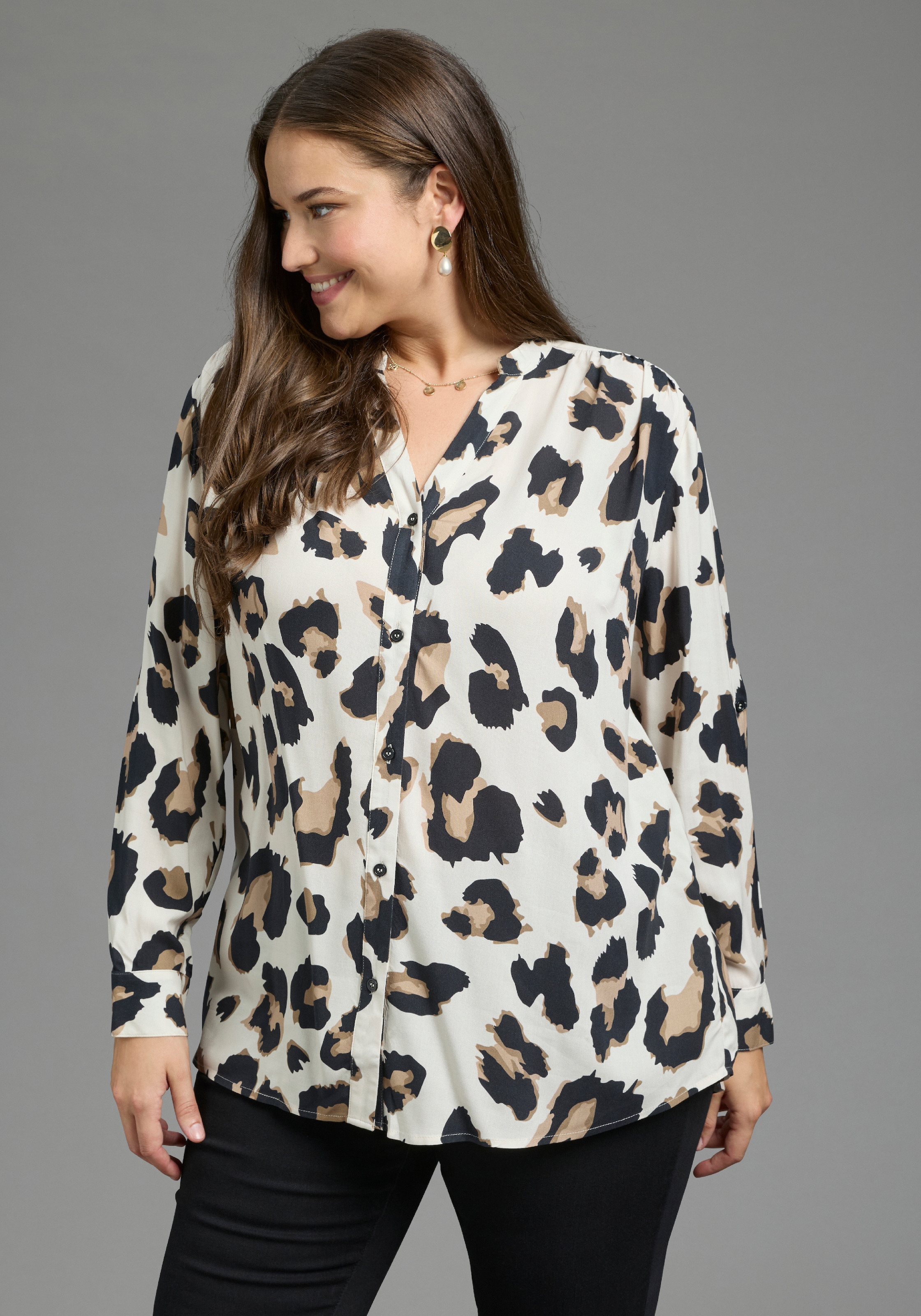 Laura Scott CURVE Longbluse "Große Größen" im Tunika Stil aus weicher Viskose
