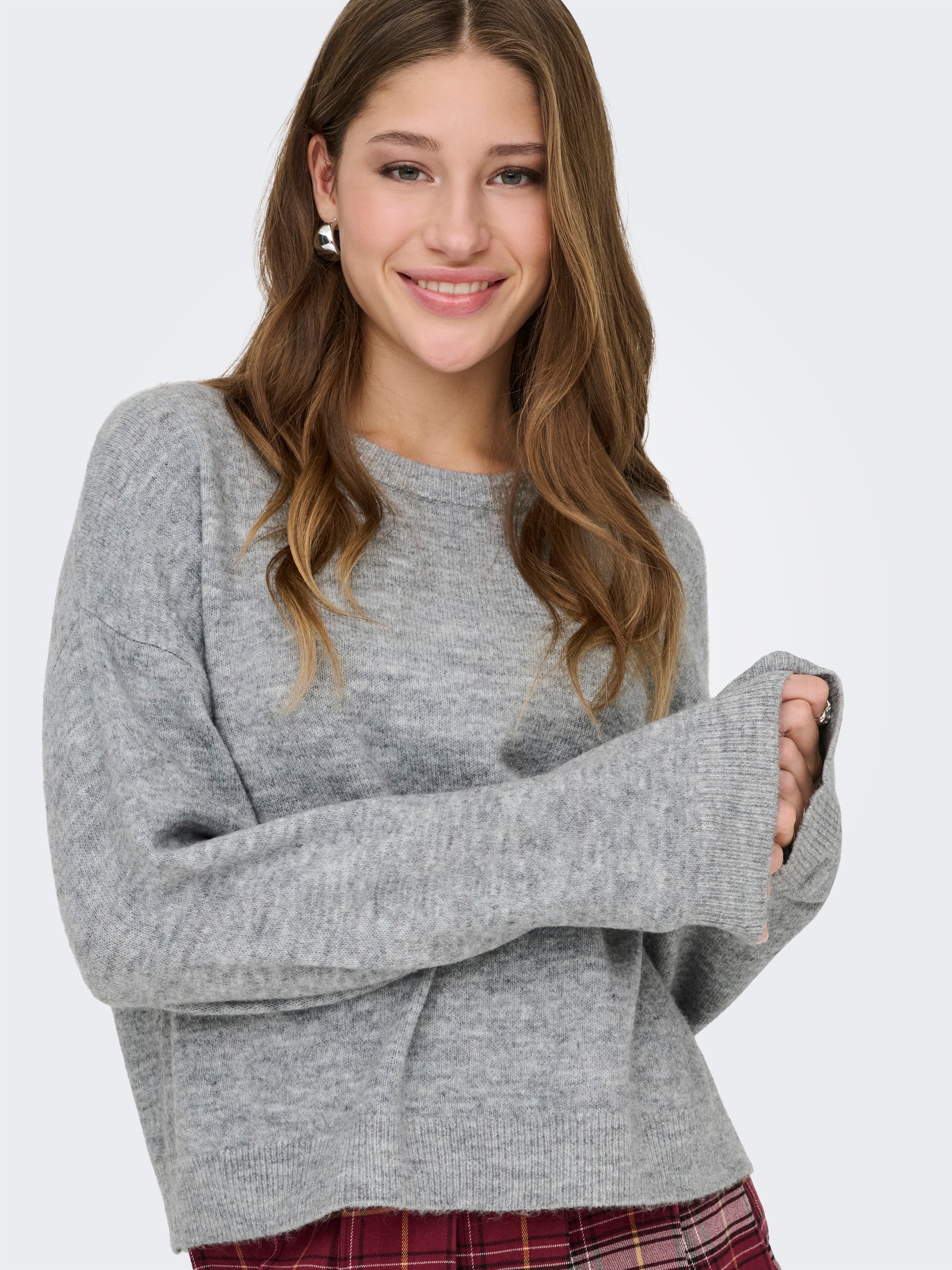 ONLY Rundhalspullover "ONLSIMONI L/S O-NECK PULLOVER KNT NOOS" Materialmix, günstig online kaufen