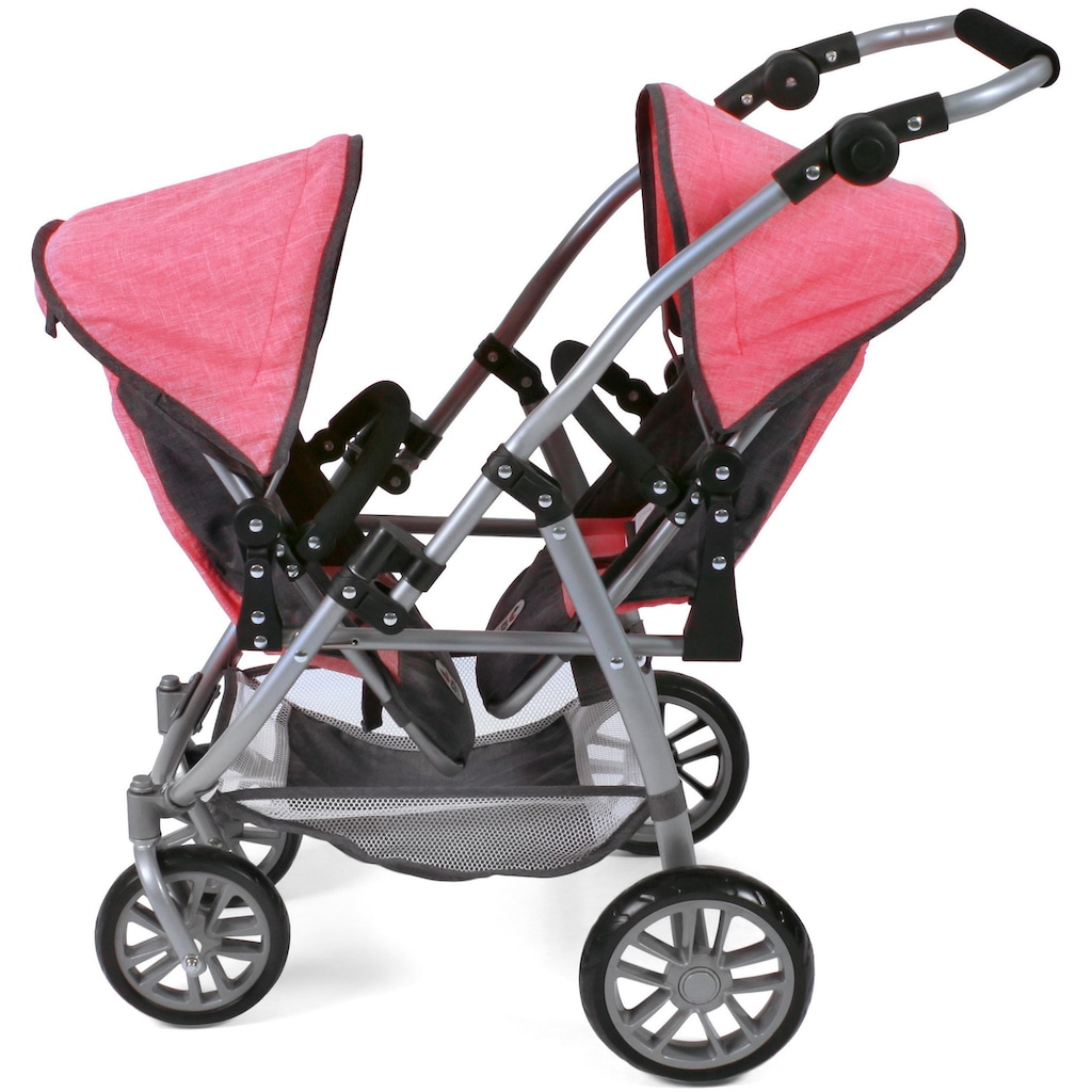 CHIC2000 Puppen-Zwillingsbuggy »Vario, Anthrazit-Pink«, mit schwenkbaren Vorderrädern