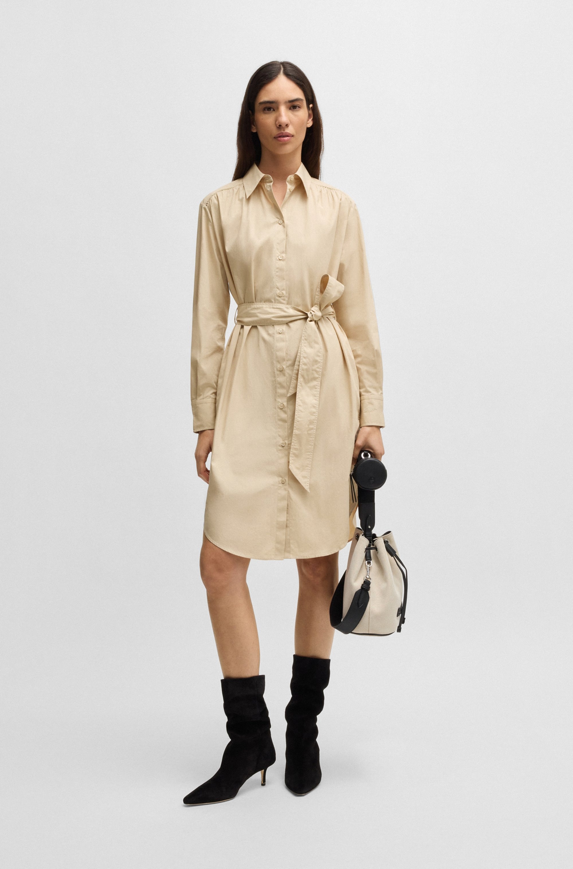 BOSS ORANGE Blusenkleid "Delegant Premium Damenmode" Eingrifftaschen mit Ta günstig online kaufen