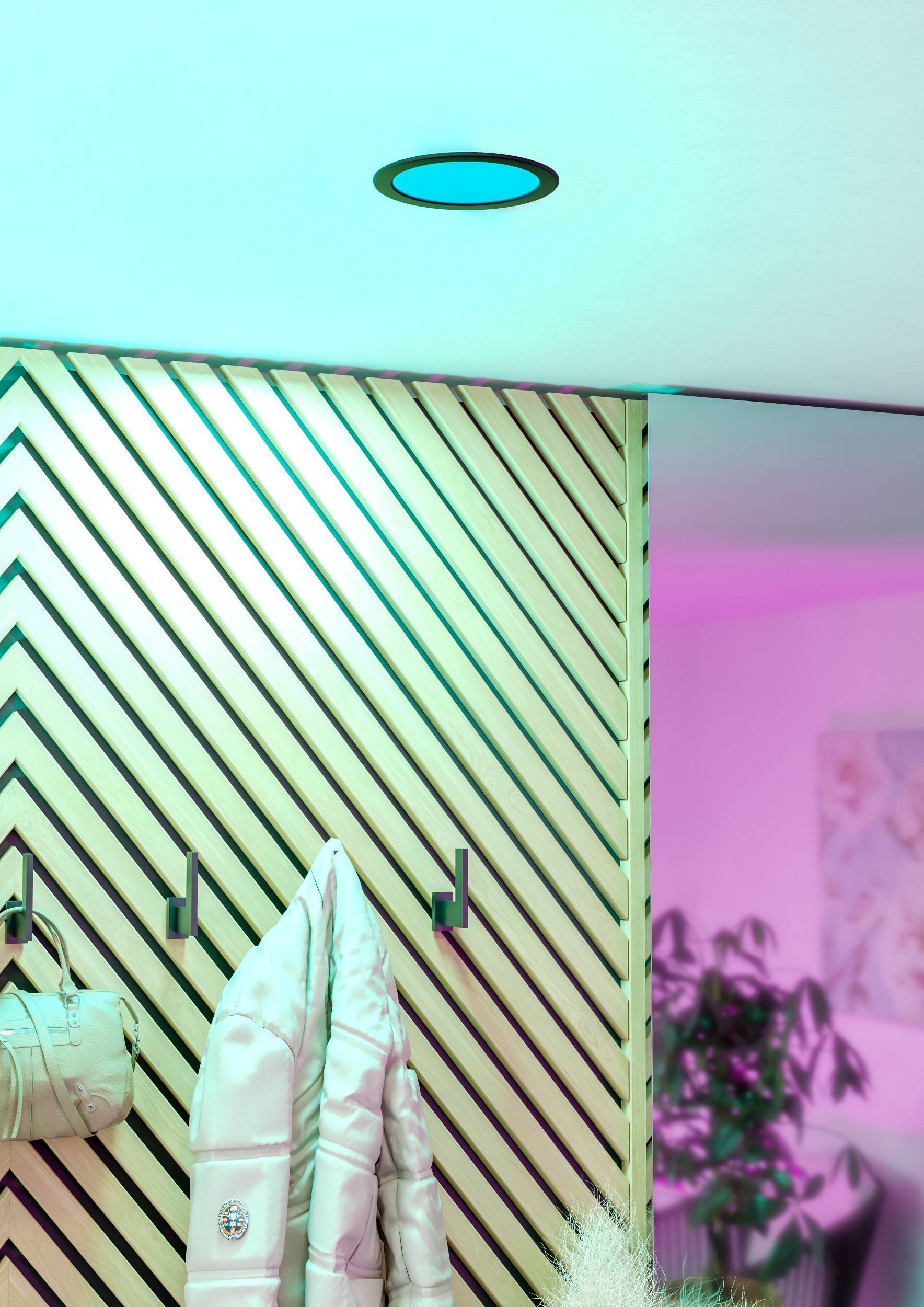 EGLO Einbauleuchte »Fueva 6-Z Deckenlampe, ZigBee, App und Sprachsteuerung, Badlampe, IP44« LED-Modul 1 Stk. Kaltweiß | RGB Einbauleuchte - Ø16,8 x ET40 cm - schwarz - 9,5W inkl.