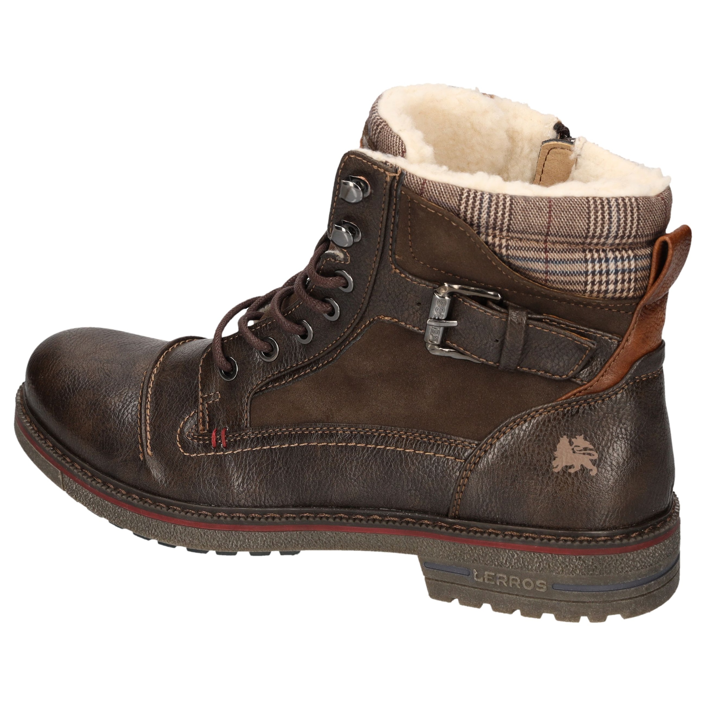 LERROS Winterboots  Workerboots, Schnürboots mit gepolstertem Karo-Schaftrand