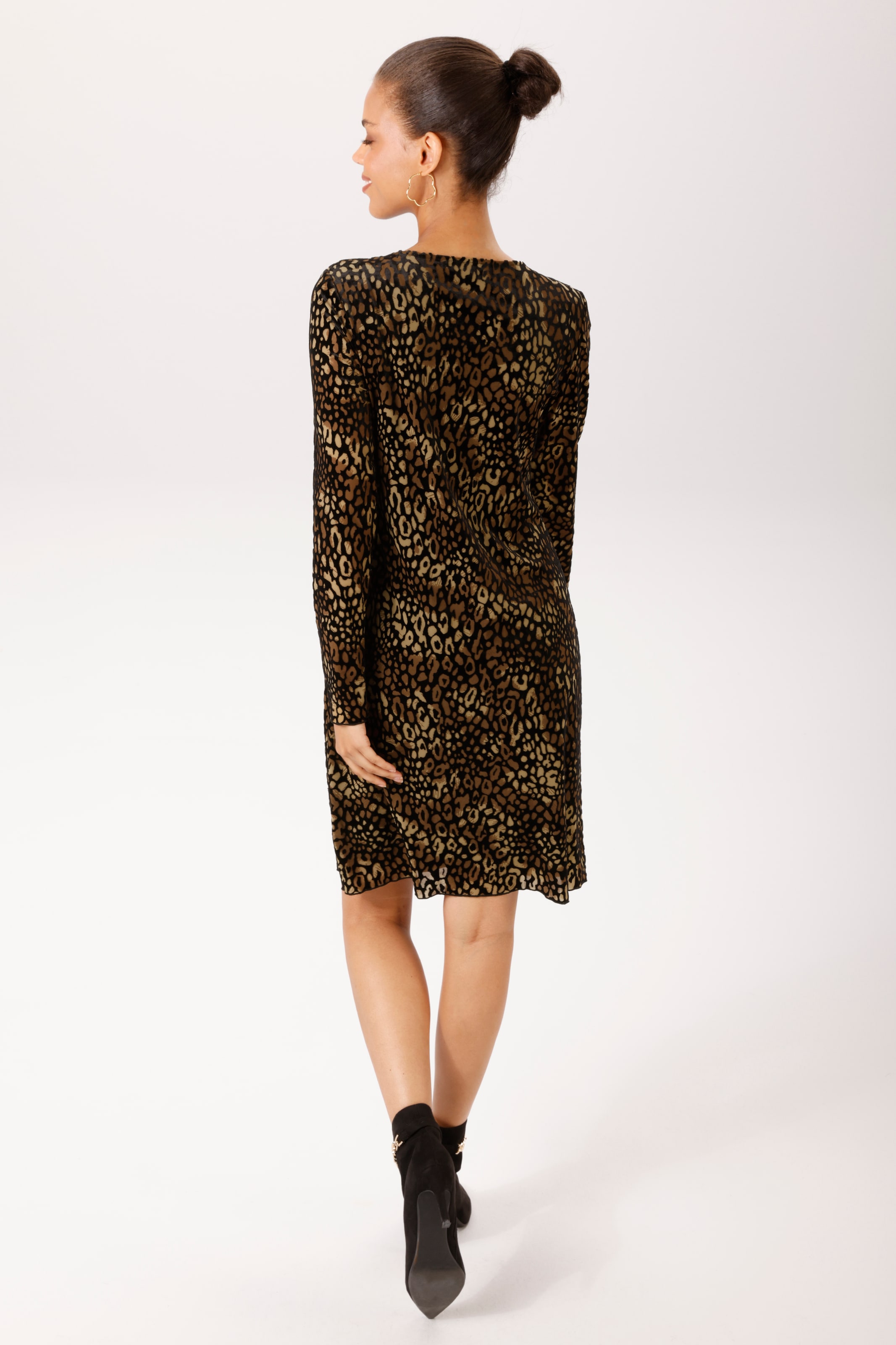 Aniston CASUAL Minikleid mit Leo-Muster in Ausbrenner-Optik - NEUE KOLLEKTION