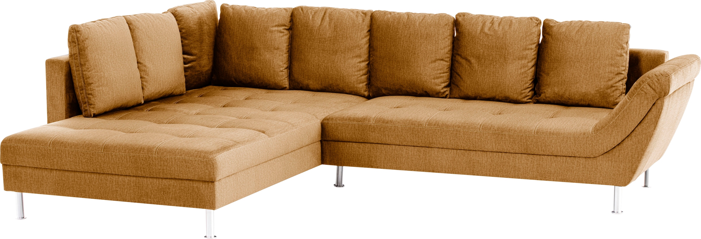 exxpo - sofa fashion Ecksofa »Laconi, extravagantes Designsofa mit tollem Sitzkomfort, L-Form«, in hochwertiger Detailverarbeitung, bequeme Armlehne, hoher Fuß