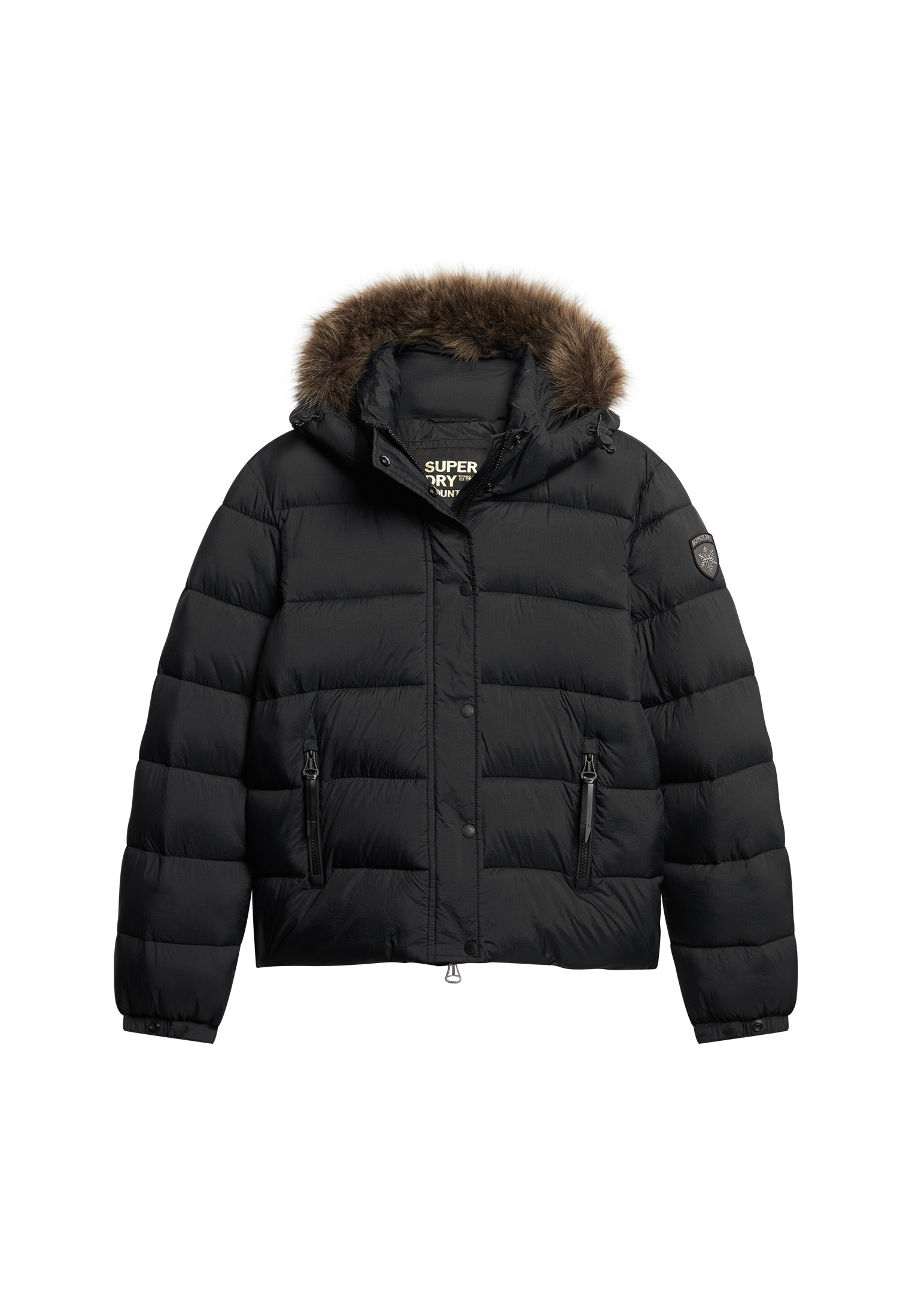 Superdry Steppjacke »FAUX FUR SHORT HOOD PUFFER«, mit Kapuze