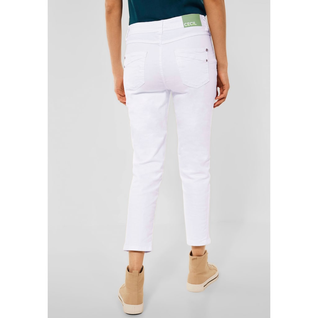 Damenmode Hosen Cecil 5-Pocket-Hose »Style New York«, mit verzierten Taschen weiß
