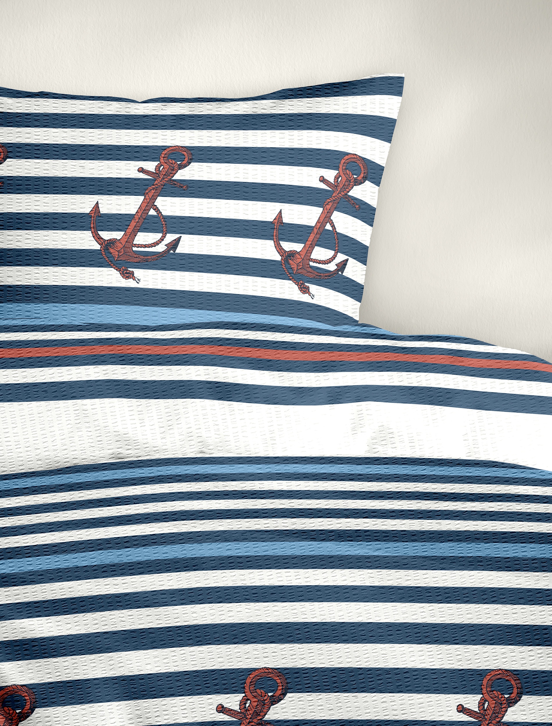 Thumbnail - BIERBAUM Bettwäsche "Bettwäsche 3704" 2 Seersucker, 100 % Baumwolle, pflegeleicht, bügelfrei, kühlend