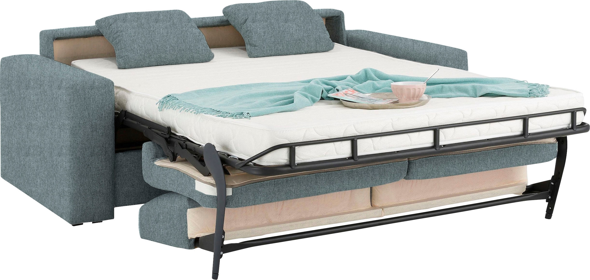 Home affaire Schlafsofa »Roma Matratzenhöhe 14 cm«, Dauerschlaffunktion, mit Unterfederung, Lattenrost, Matratze