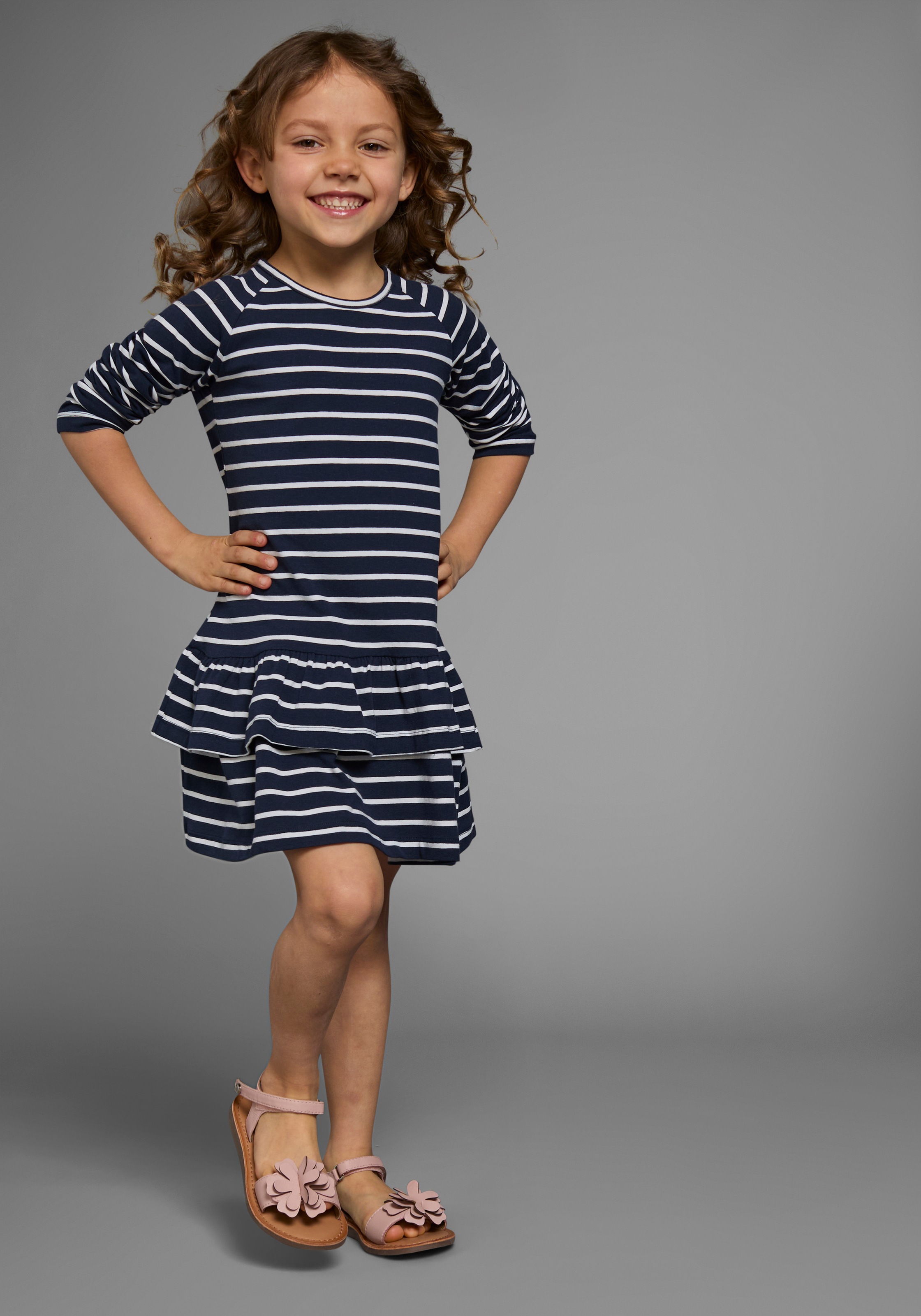 KIDSWORLD Jerseykleid », 2er Pack für kleine Mädchen«, (Packung, 2 tlg.), festliche Anlässe, kniefrei, verspielt, aus Jersey, Langarm