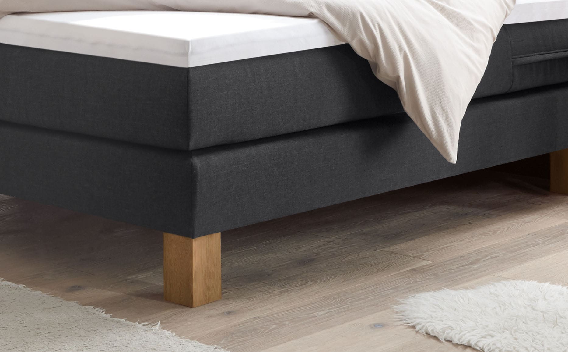 HASENA Boxspringbett »Cottage« mit gepolstertem Kopfteil, Kopfteilrahmen und Füsse aus massiver Eiche
