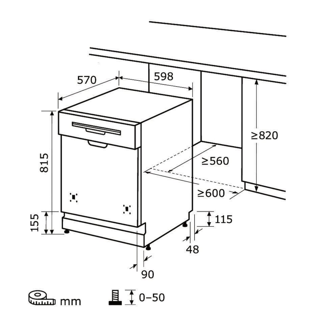 exquisit teilintegrierbarer Geschirrspüler »EGSP9414-EB-030D inox«, EGSP9414-EB-030D inox, 14 Maßgedecke