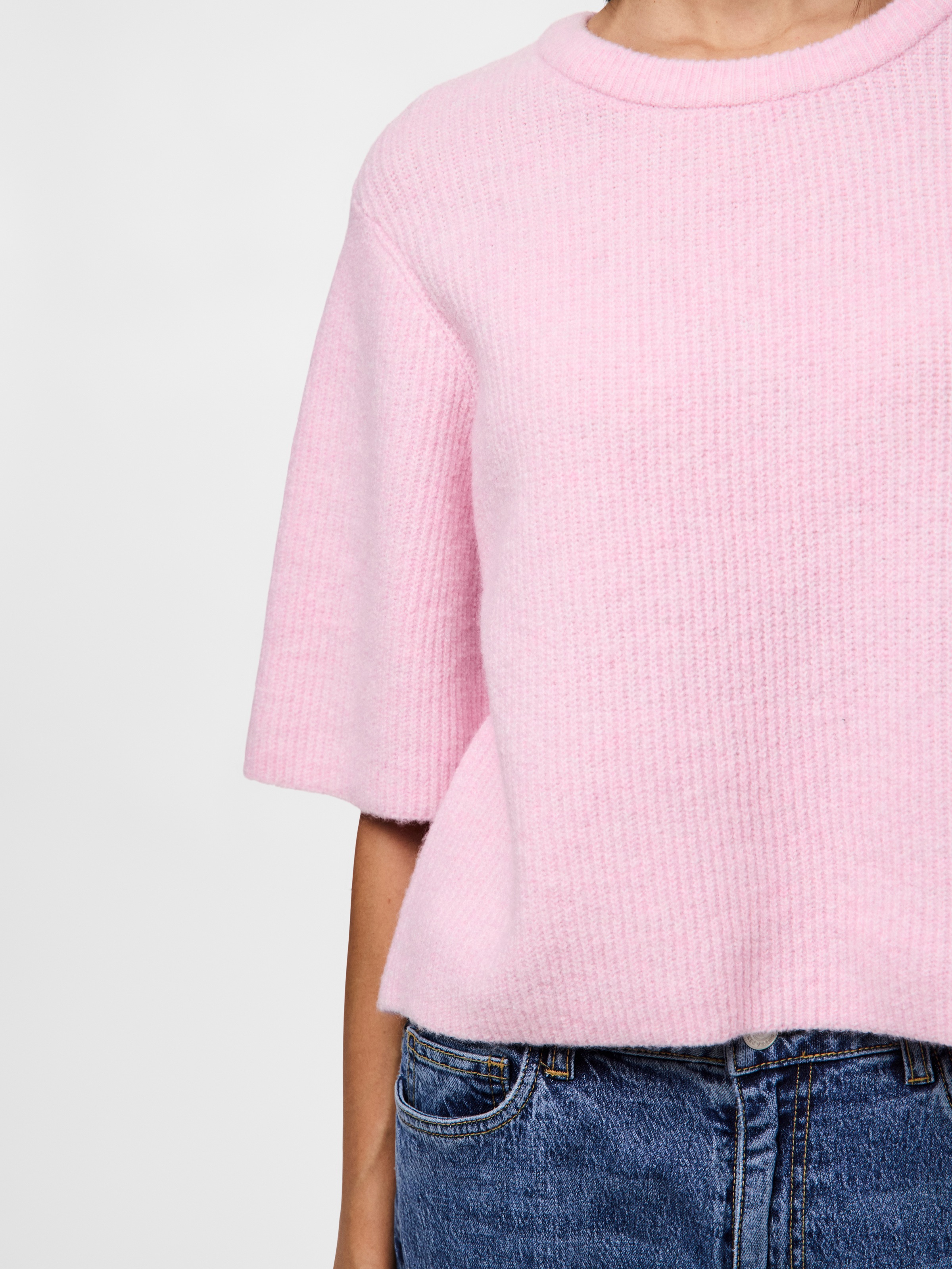 pieces Strickpullover "PCSILLY SS O-NECK KNIT NOOS BC" mit weiten, kurzen Ä günstig online kaufen