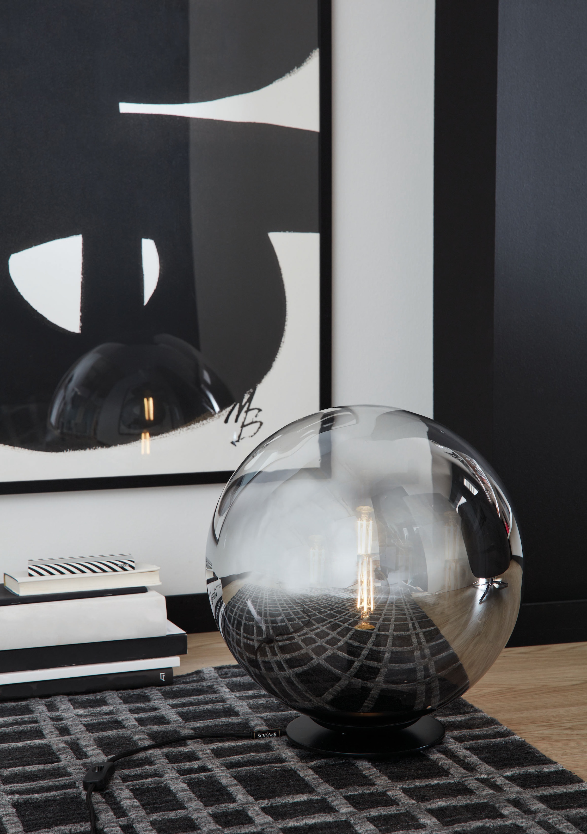 SCHÖNER WOHNEN-Kollektion Tischleuchte »Mirror«, Leuchtmittel E27 | Leuchtmittel wechselbar, Tischlampe Rauchglas Ø 40 cm