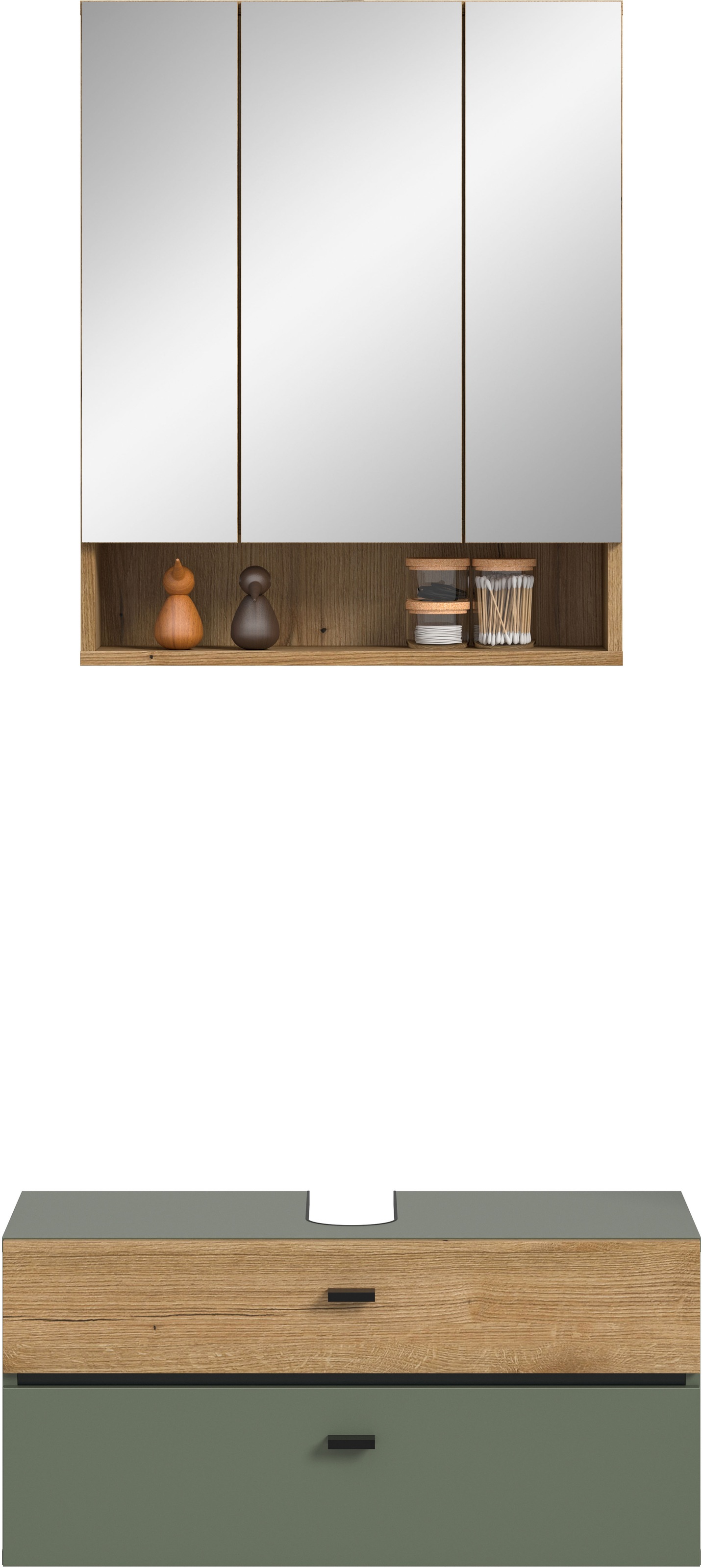 Thumbnail - welltime Badmöbel-Set "VANN, 2-teilige moderne Badkombination" 1x Waschbeckenunterschrank, 1x Spiegelschrank, 2 Stk. tlg...