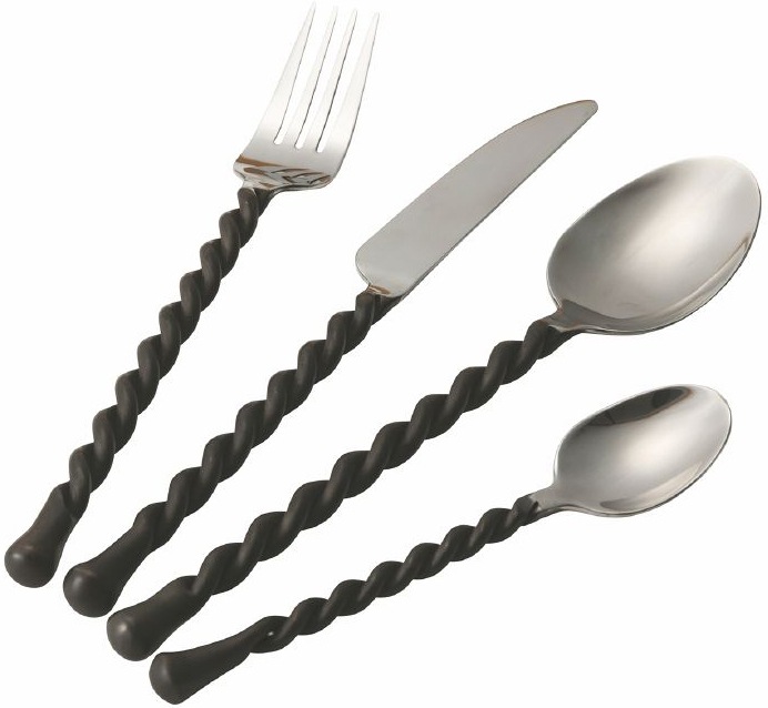 Villa d'Este Besteck-Set »Materia Black«, (Set, 24 tlg.), Essbesteck-Set, poliert
