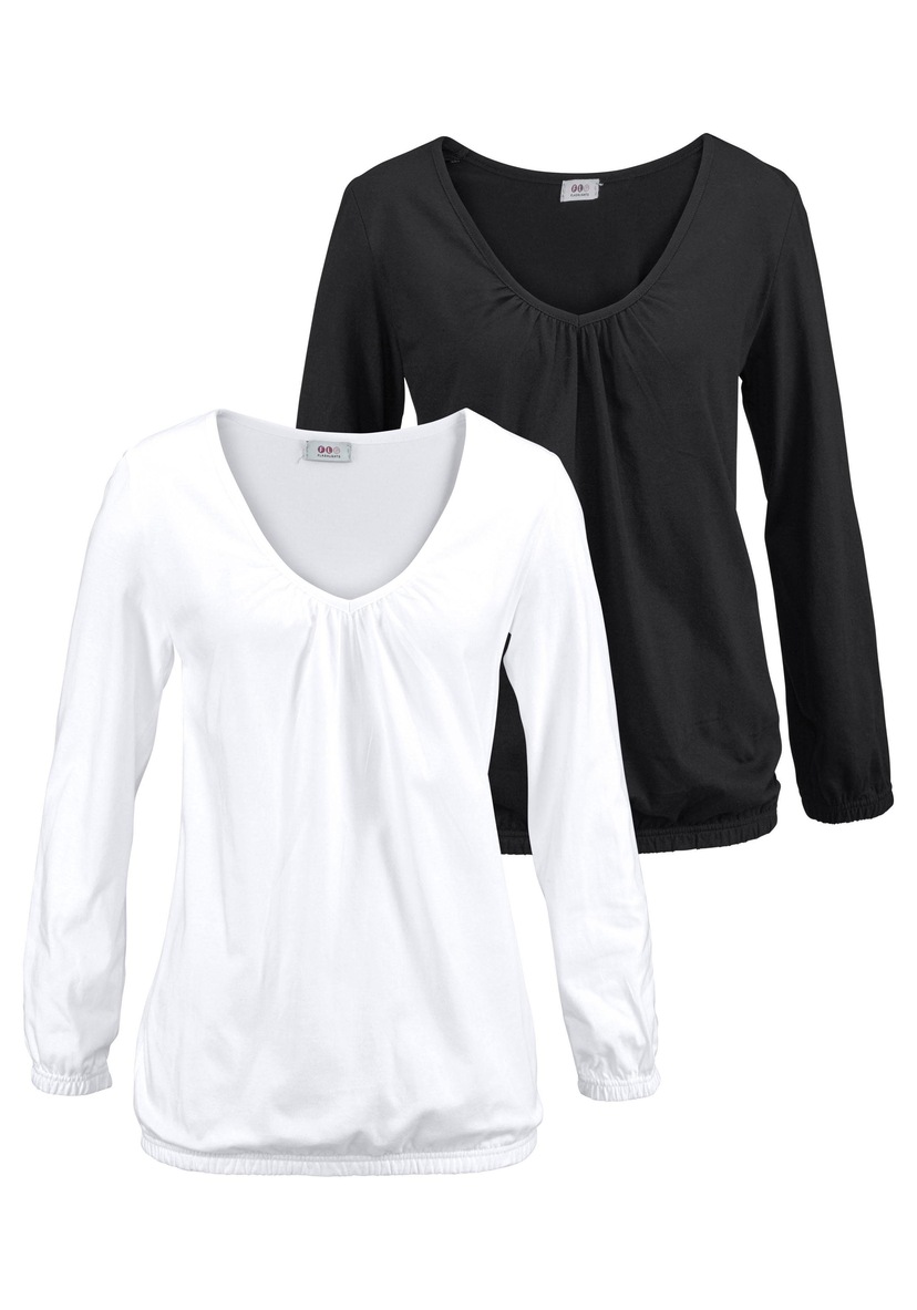 Base Level T-Shirt »Yona«, mit Raffung am Ausschnitt und elastischem Bund  für bestellen | BAUR