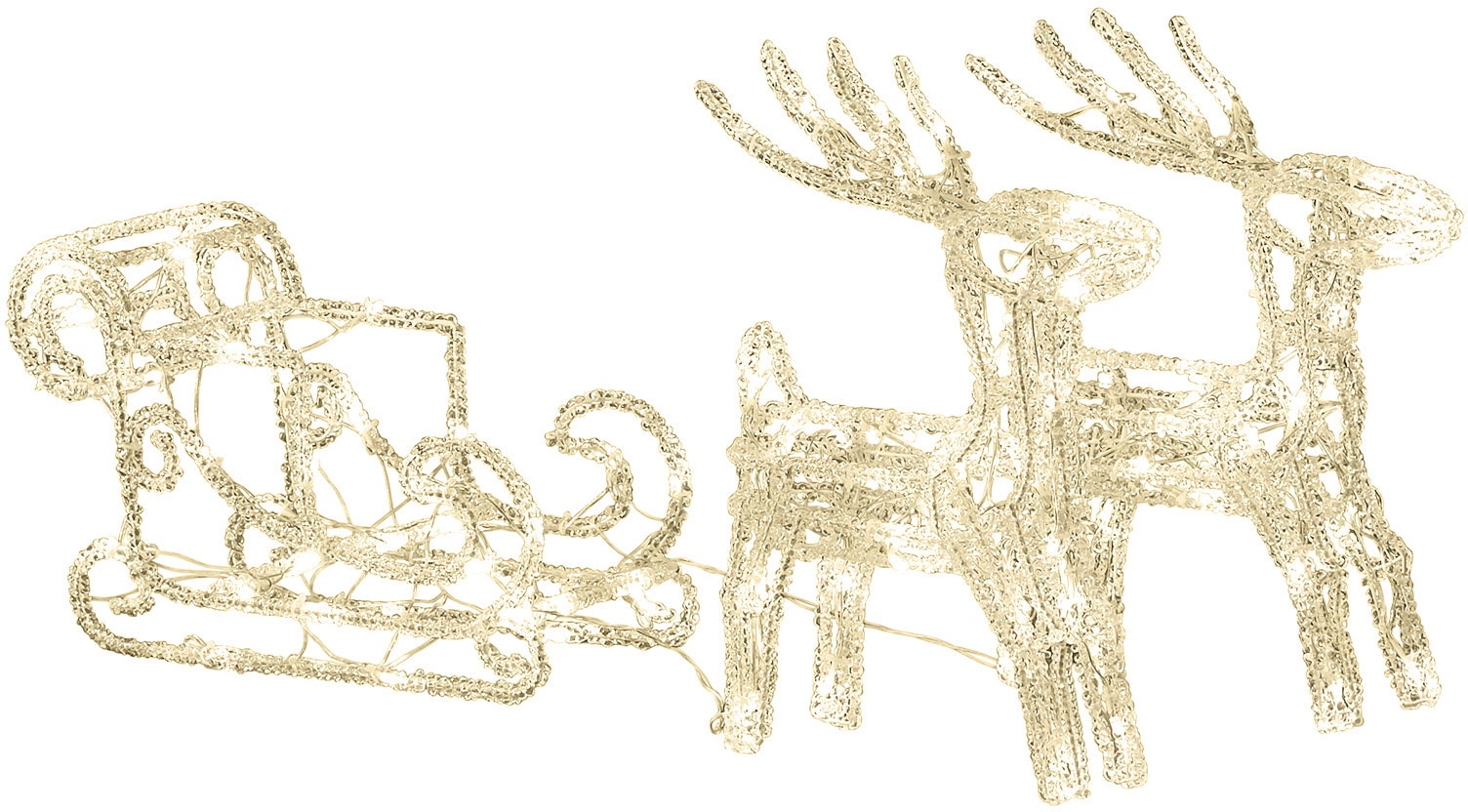 KONSTSMIDE Weihnachtsfigur »Weihnachtsdeko aussen«, LED Acryl-Set "Schlitten mit 2 Rentieren", 96 warm weiße Dioden