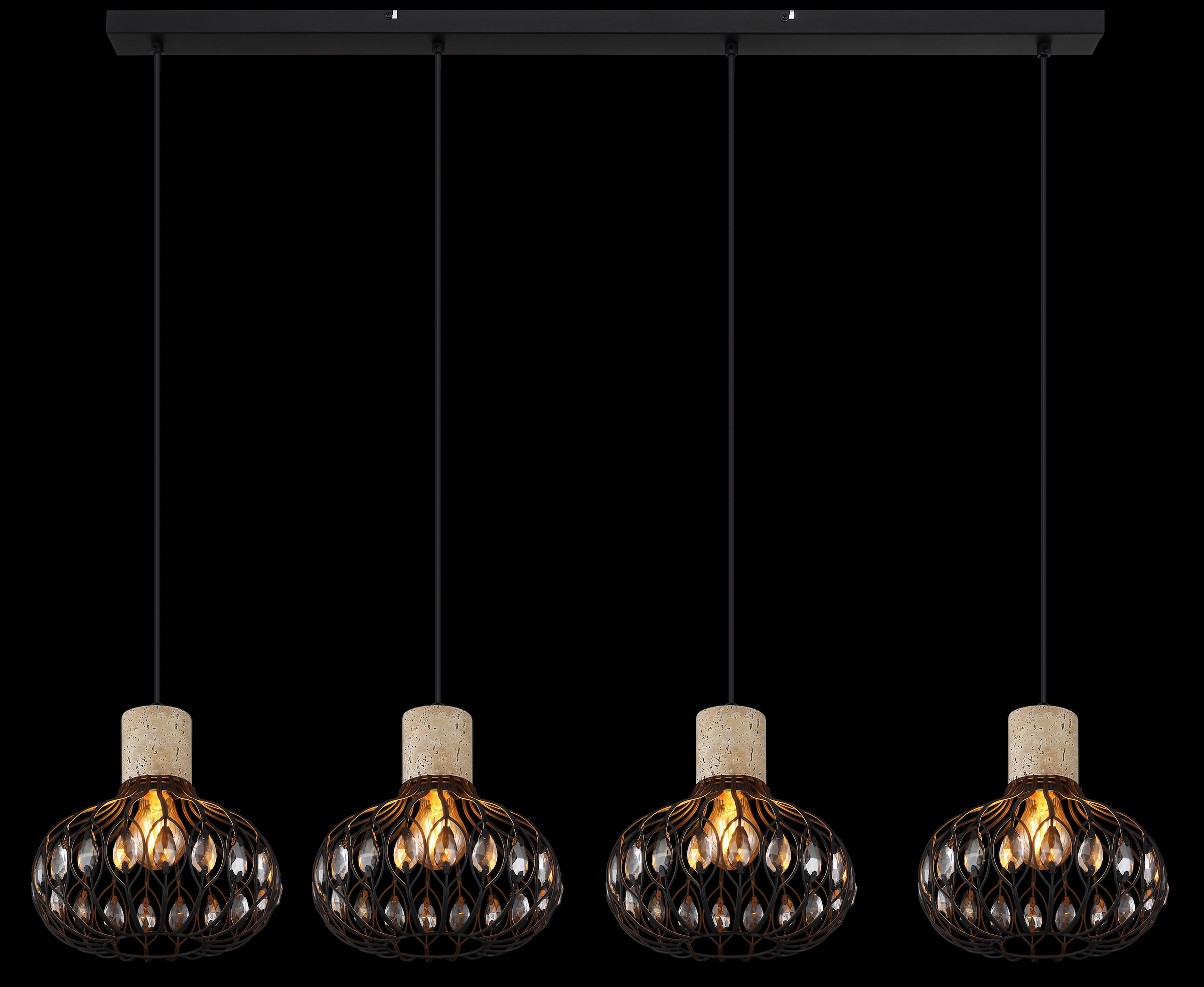 GLOBO LIGHTING Hängeleuchte »DORTHY« E27 1 Stk. Kürzbare Hängeleuchte schwarz matt mit Travertine Stein, modern